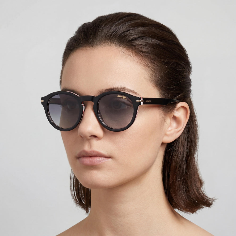 Carrera Classic Women's Black White Grey Shaded Acetate Sunglasses 48mm