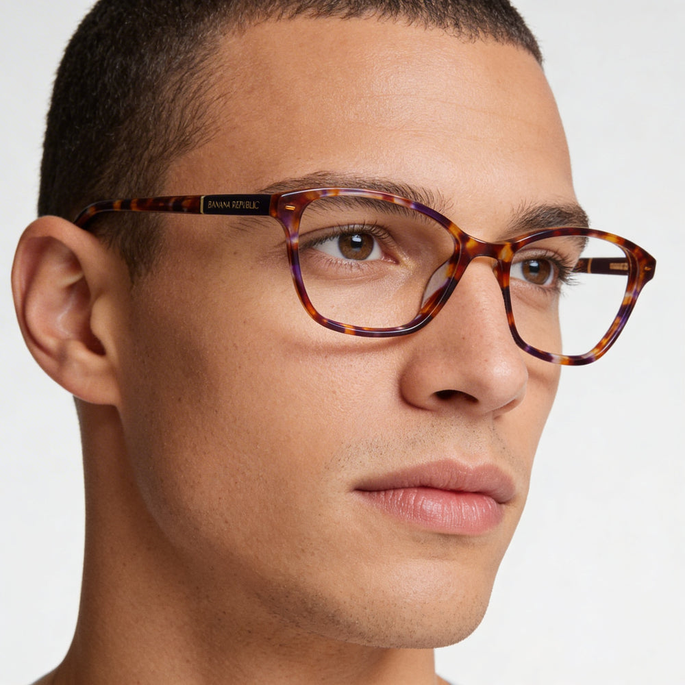 Anteojos de prescripción multicolor Bree para hombre con lentes de policarbonato transparentes de 53 mm