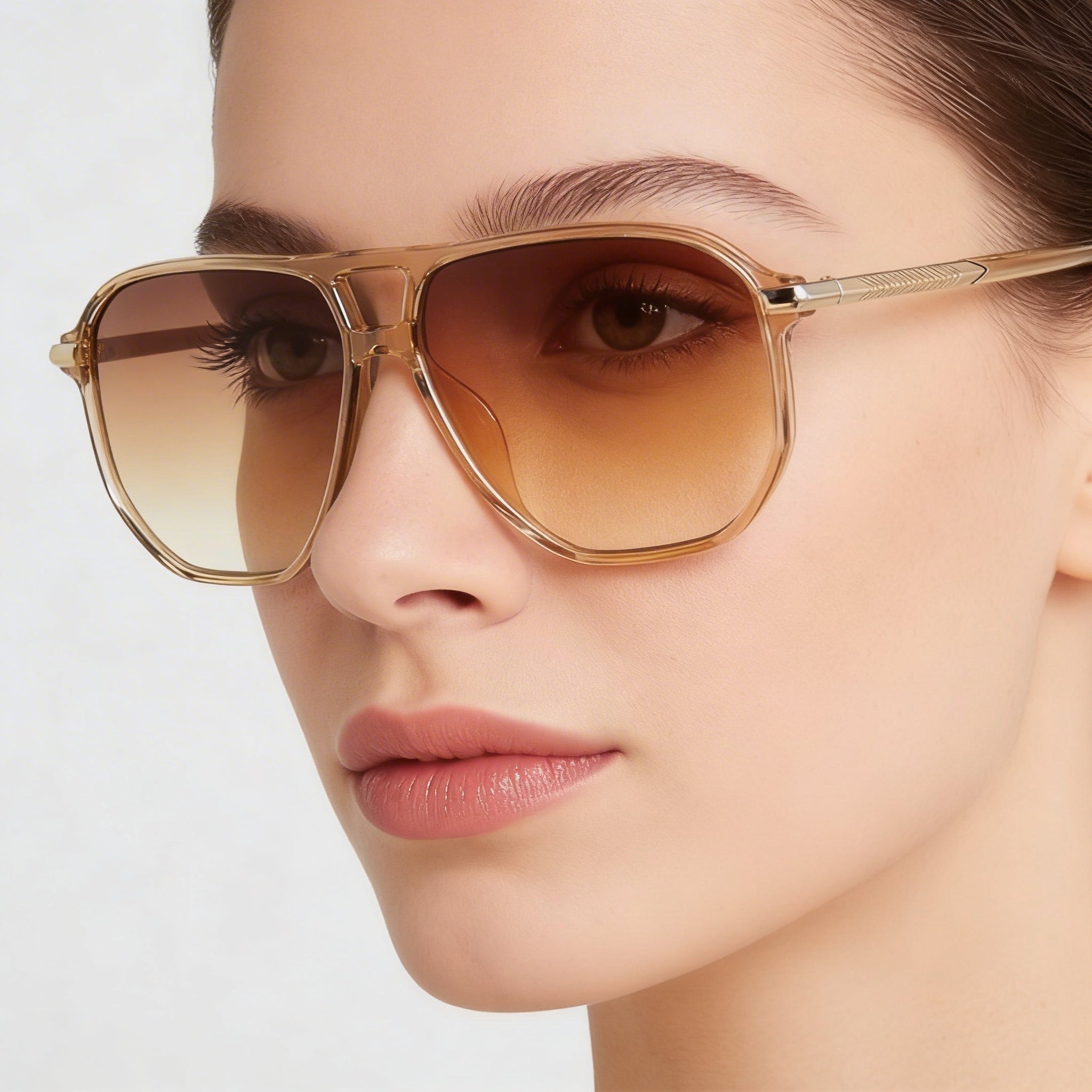 Gafas de sol Rag & Bone Modern Heritage para mujer, de acetato beige, con protección UV y lentes color ladrillo con sombreado marrón, 58 mm, Photo 5