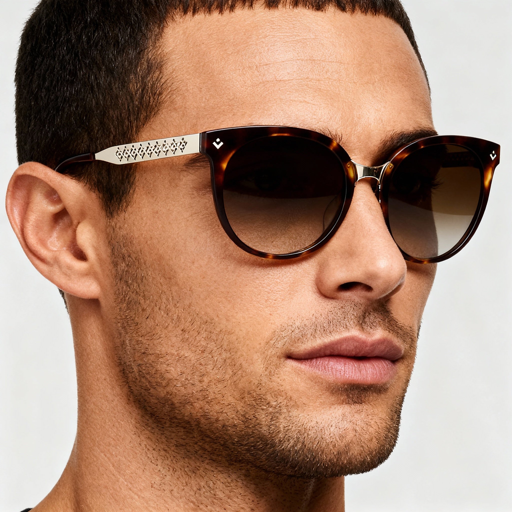 Lacoste L842SA Men's Havana Plastic Aviator Sunglasses, Grey Gradient Non-Polarized Lenses, 55mm, Photo 3