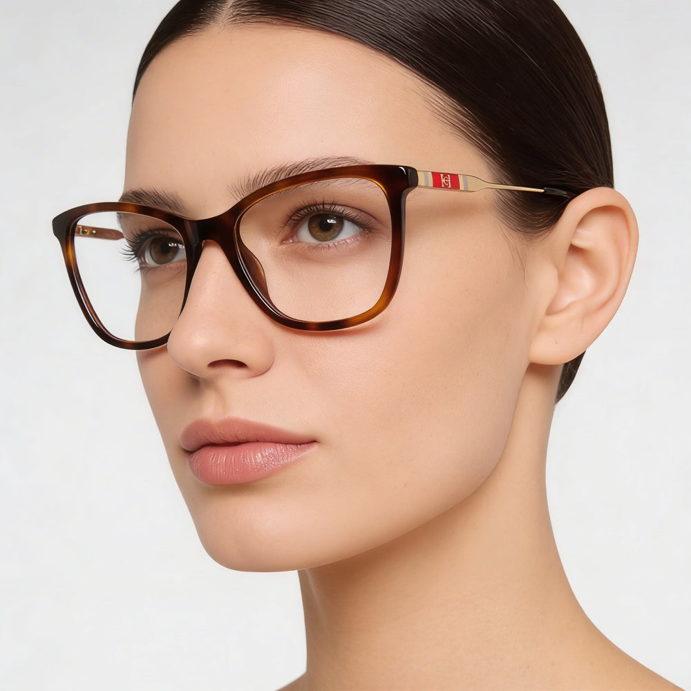 Carolina Herrera Ch 0071 Gafas de Acetato de Montura Completa Ojo de Gato para Mujer en Havana, Talla 54-18-1206