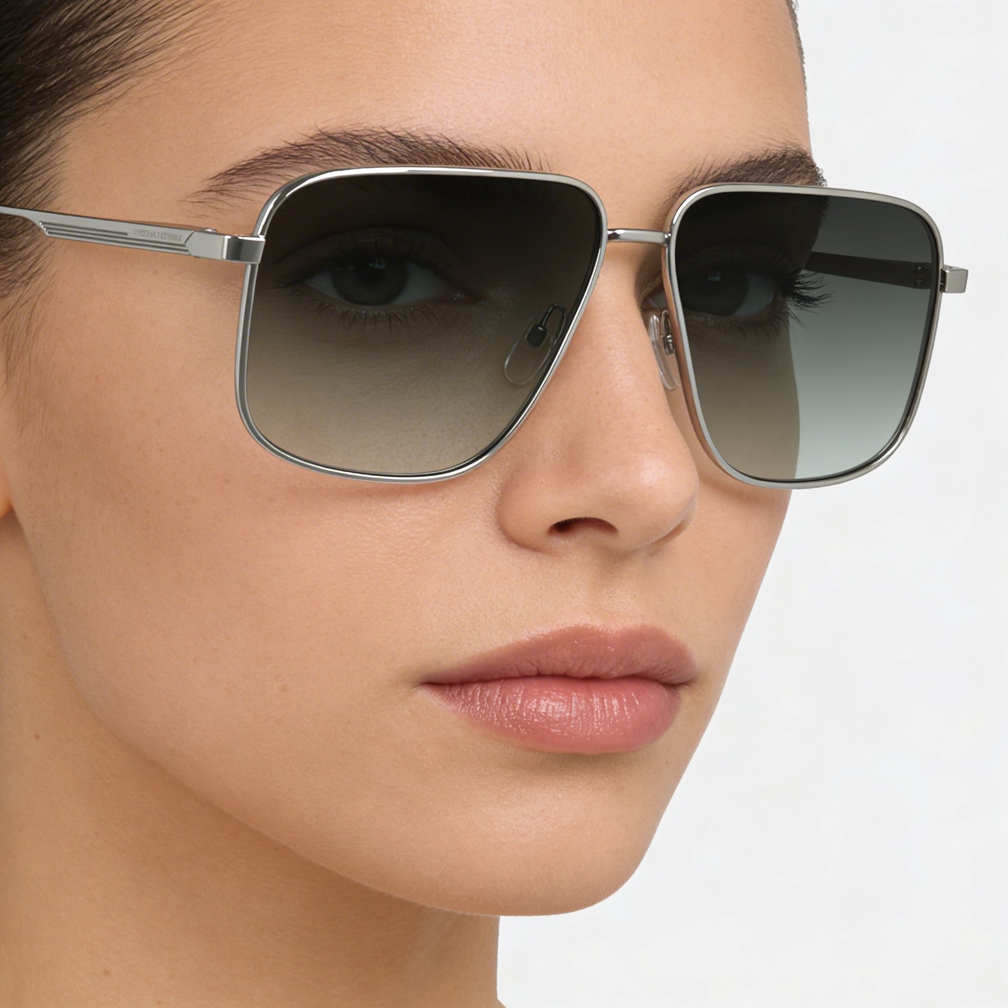 Victoria Beckham VB243S Modern Women's Metallo Frame Sunglasses with Silver Green Gradient Lenses, UV Protection, 57mm, Photo 3