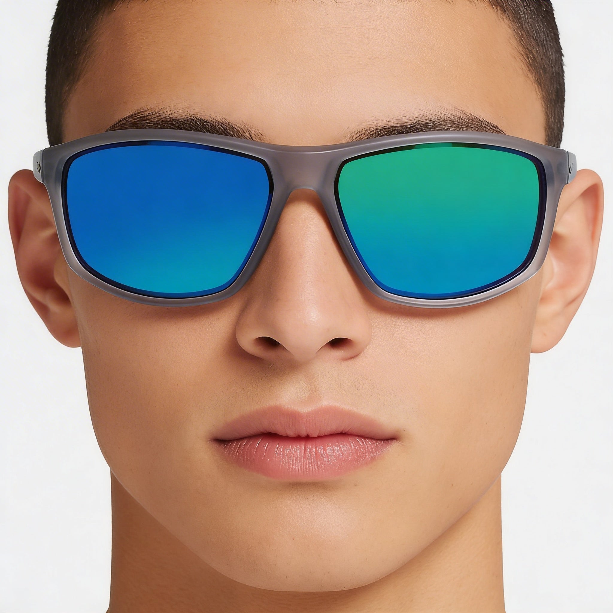 Nike Adrenaline M EV1113 Unisex Matte Wolf Grey Nylon Wrap Green Mirror Non-Polarized 100% UV Sunglasses 66mm, Photo 5