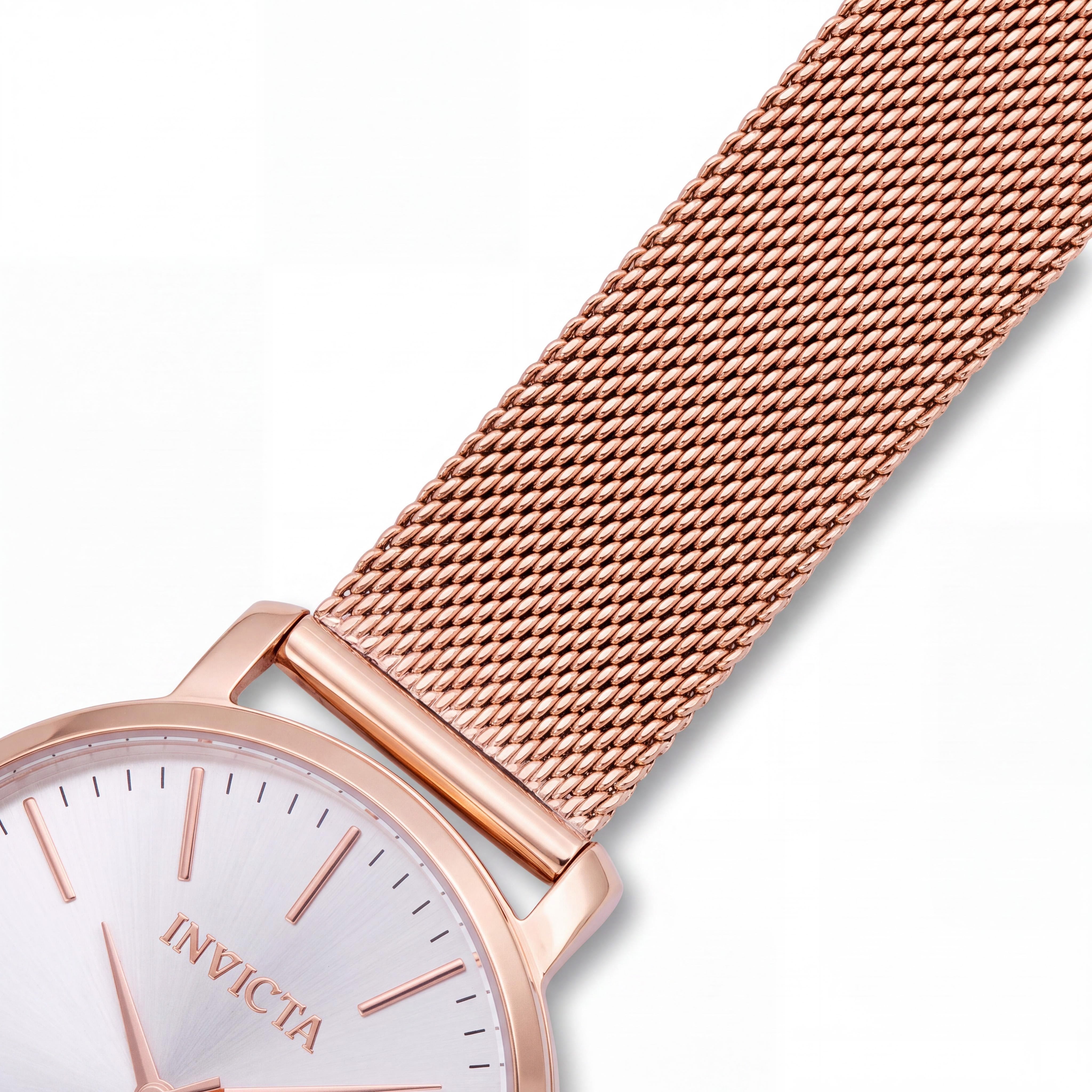Invicta Angel 48847 Women's Rose Gold-tone Stainless Steel Mesh Bracelet Silver Dial Watch 38mm, Photo 3