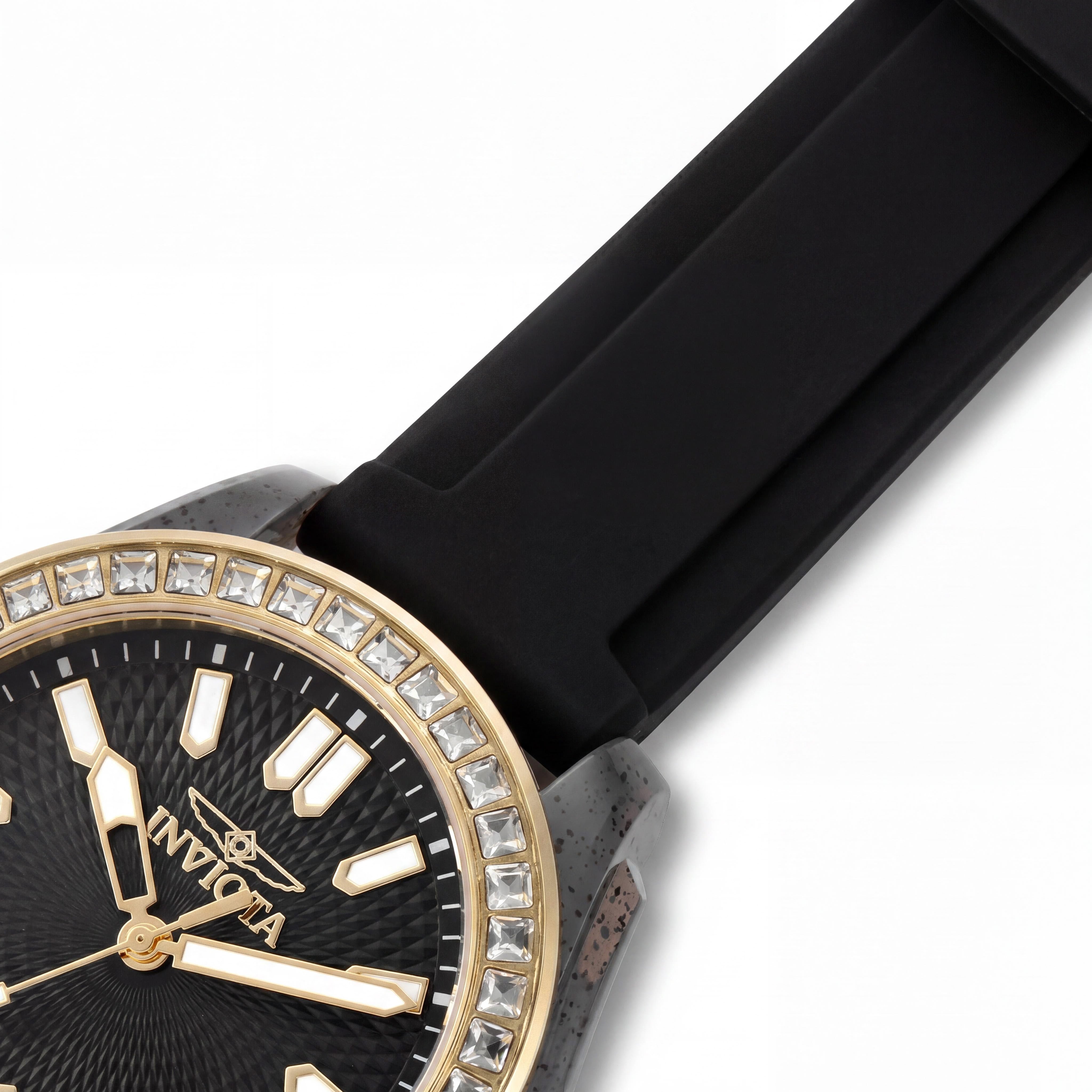 Invicta Celestial 50204 Women's Black Plastic Case Quartz Wristwatch with Silicone Strap, 37mm, Photo 3
