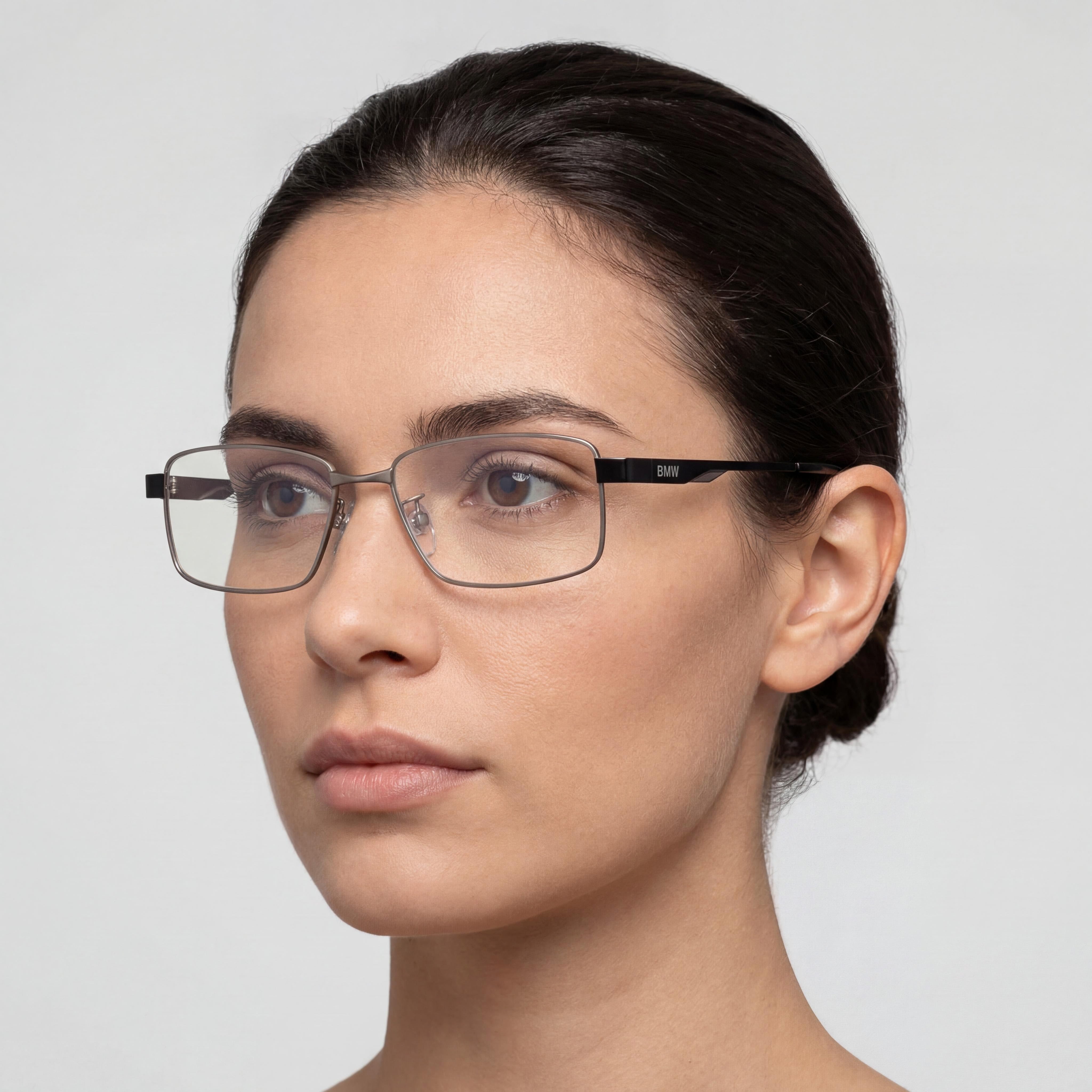 BMW Rectangular Women's Metal Frame Matte Light Ruthenium Eyeglasses with Composite Lens 150-17-35mm, Photo 4