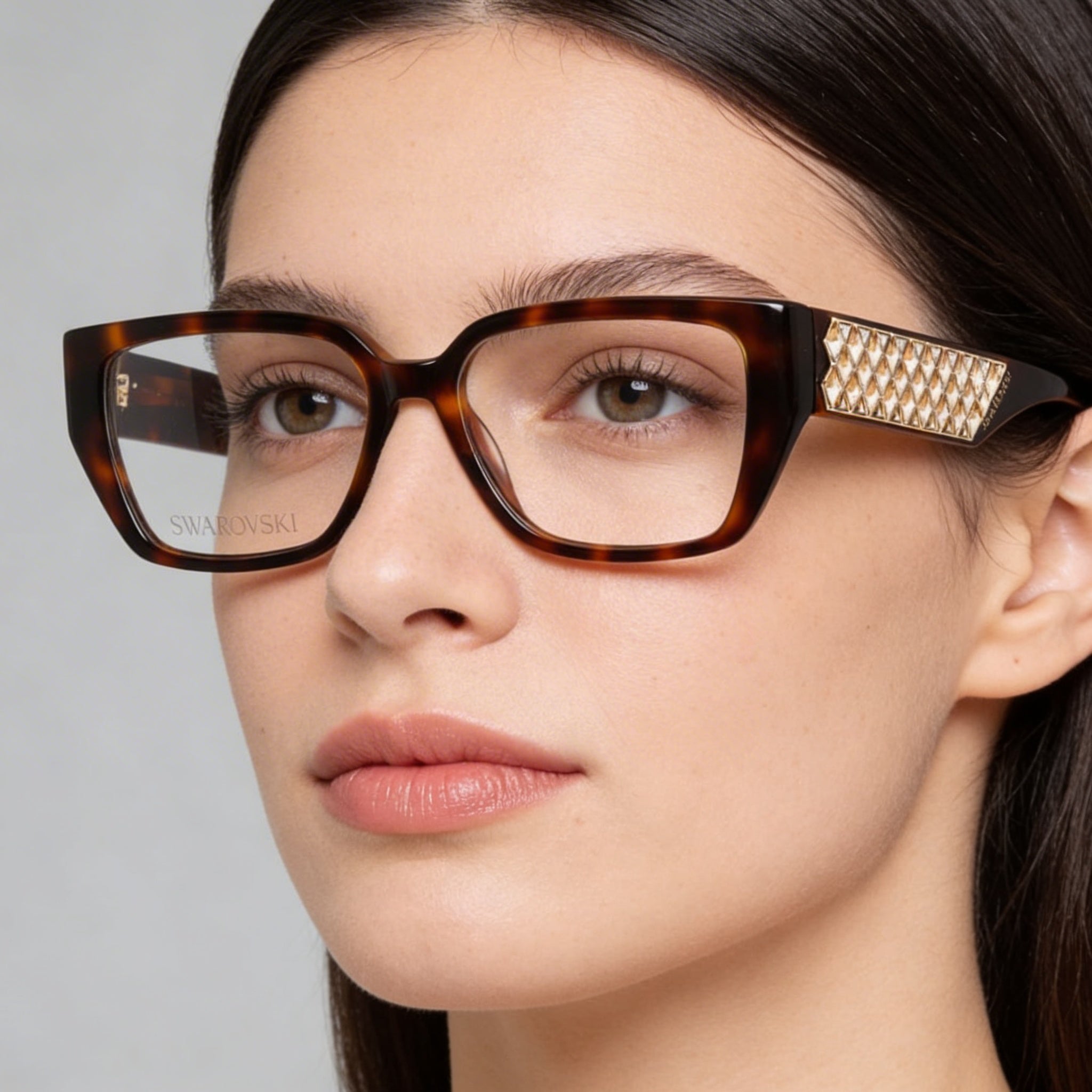 Swarovski Sk5446 Women's Blonde Havana Plastic Frame with Polycarbonate Clear Lenses 54-16-140mm, Photo 5