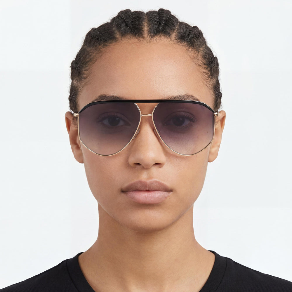 Gafas de sol Isabel Marant Thin Metal Edgy para mujer, con montura de metal dorado y negro, lentes de policarbonato con protección UV, 64mm