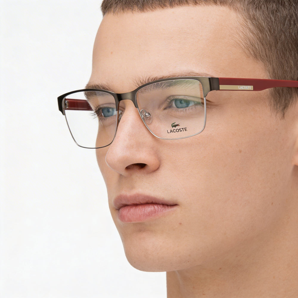 Lacoste Modern Unisex Alloy Steel Frame Polycarbonate Lens Non-Polarized Matte Dark Grey Eyeglasses 55mm