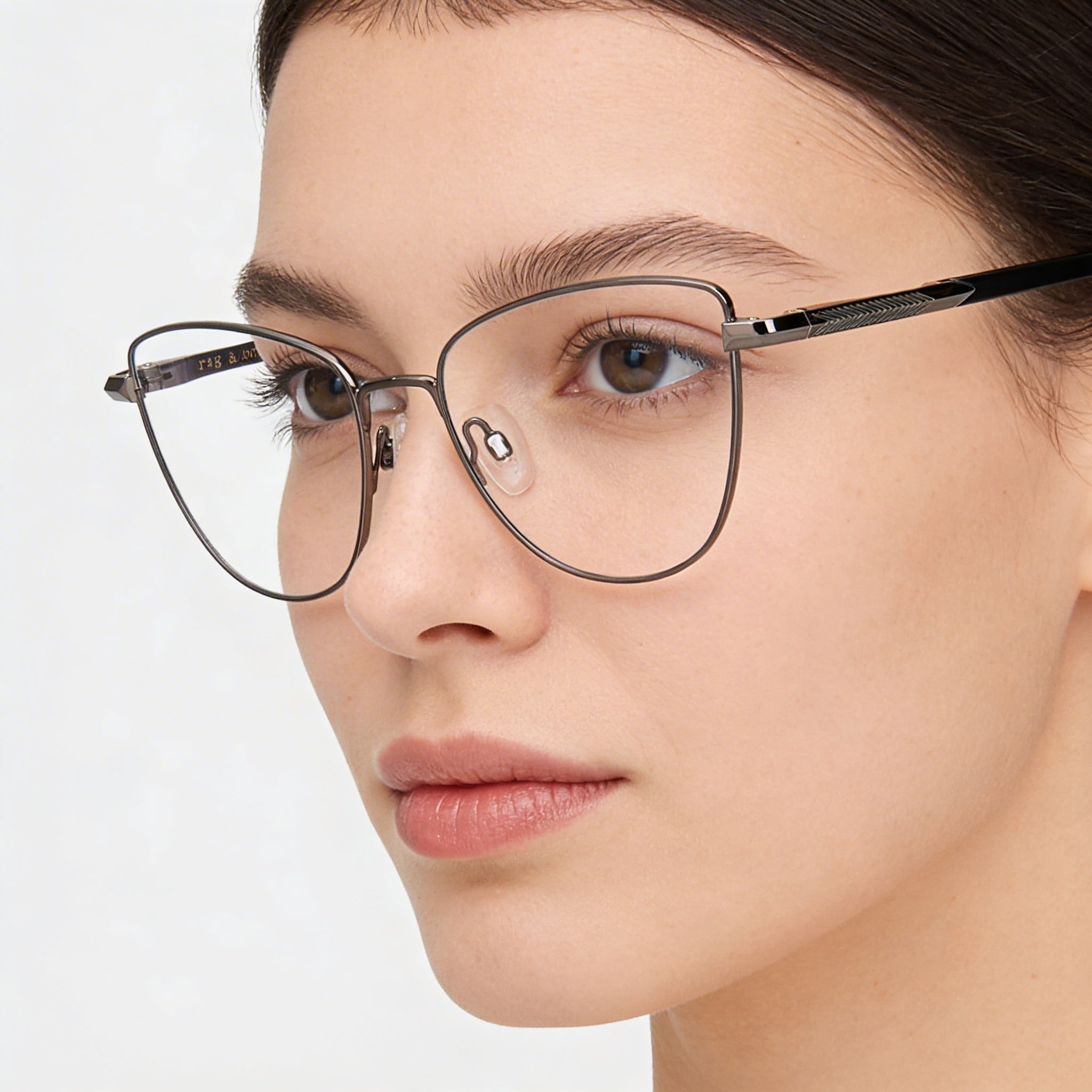 rag & bone Cat Eye Women's Metal Frame Eyeglasses, Light Adaptive, Dark Ruthenium Black, 53mm, Photo 4