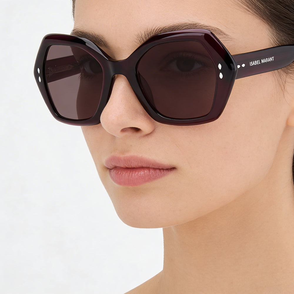 Gafas de sol Isabel Marant para mujer, modernas, de acetato, montura completa, geométricas, octogonales, color ciruela, sin polarizar, 53 mm