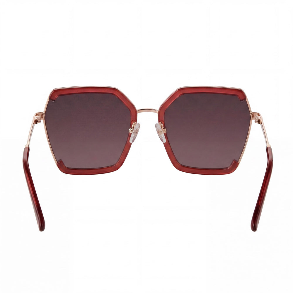 Gafas de sol Guess GF0418 para mujer, diseño de mariposa de metal burdeos brillante, sin polarizar, con degradado de color burdeos y UV400, 58 mm