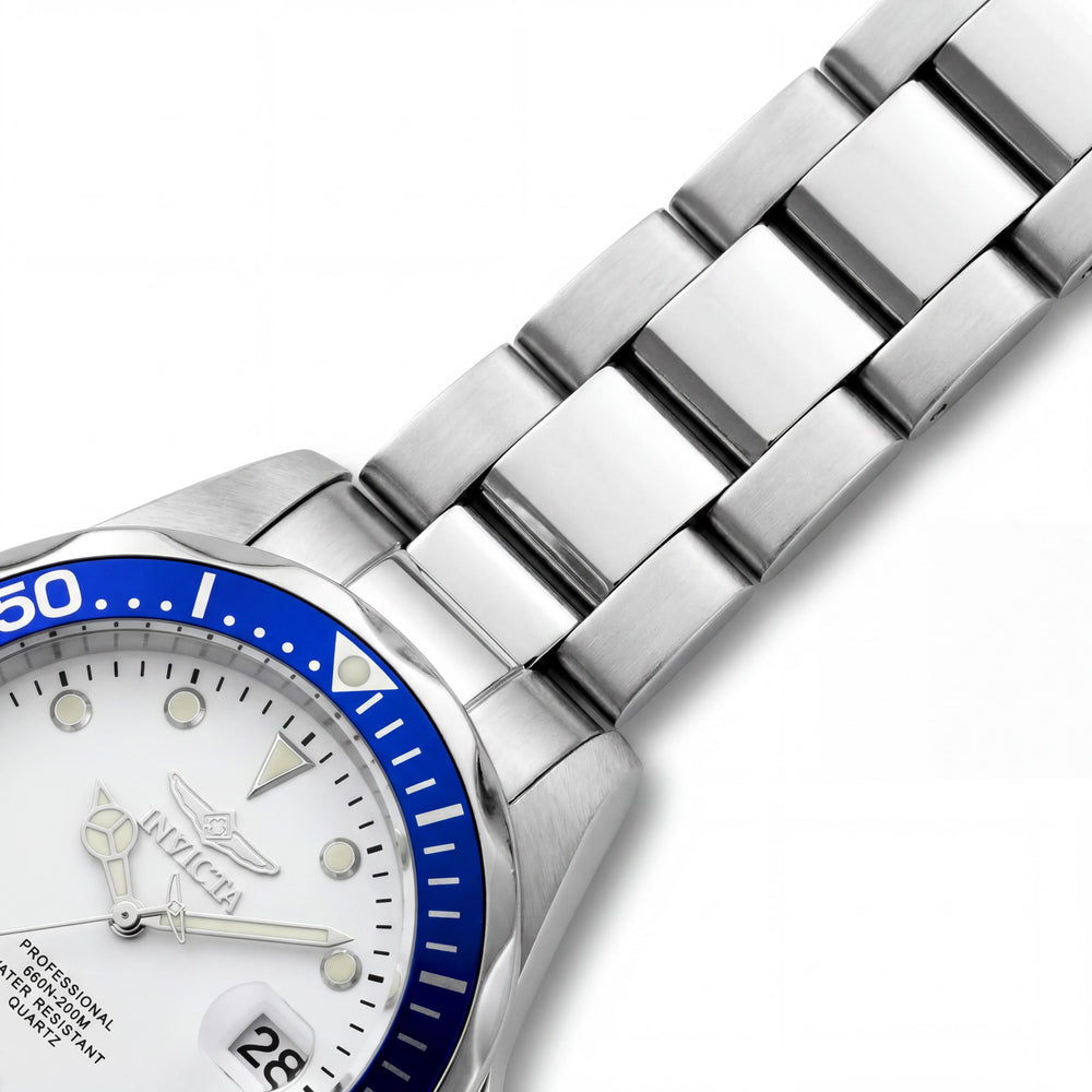 Invicta 17047 Pro Diver Unisex Diver Watch, Stainless Steel, White Dial, Luminous, Water Resistant 200m, 38mm