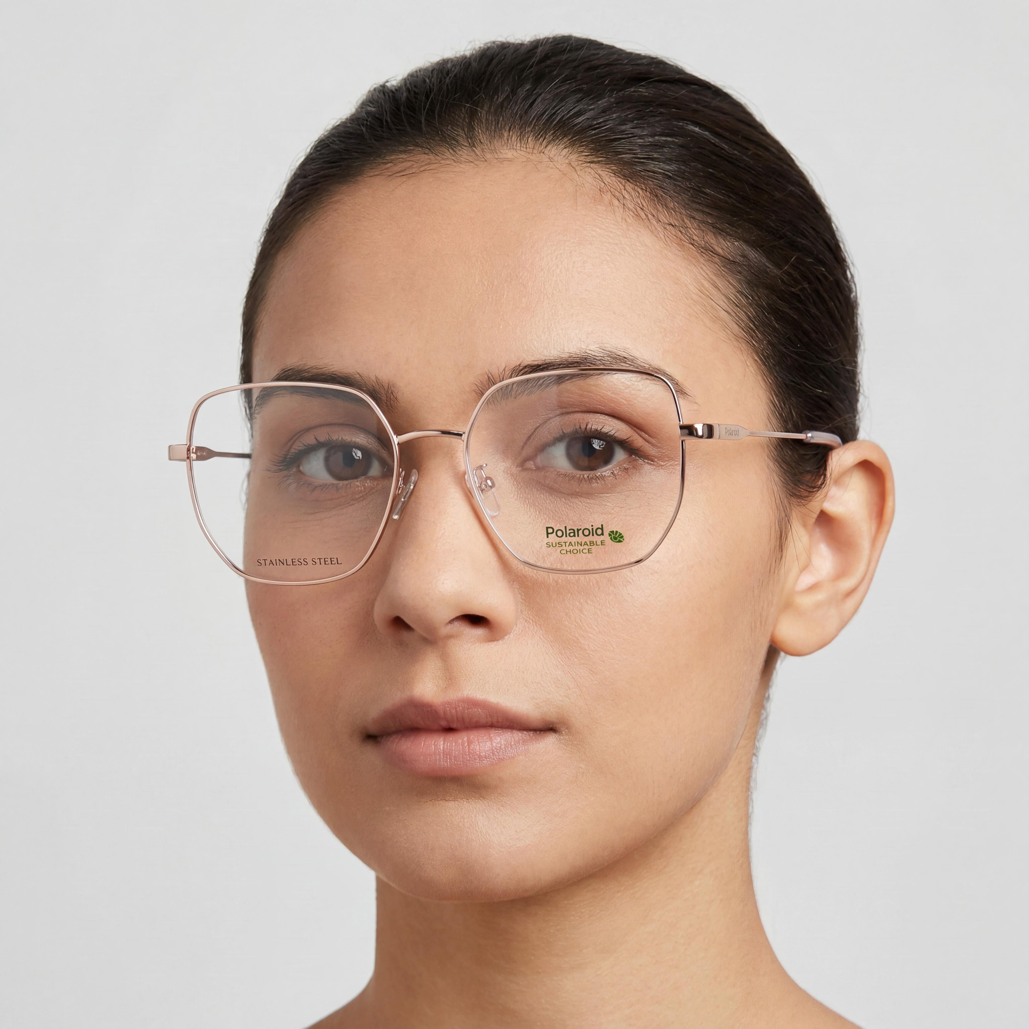 Gafas de sol Polaroid Modern para mujer, montura de acero inoxidable, cobre dorado, protección UV, lentes de 53 mm, Photo 3