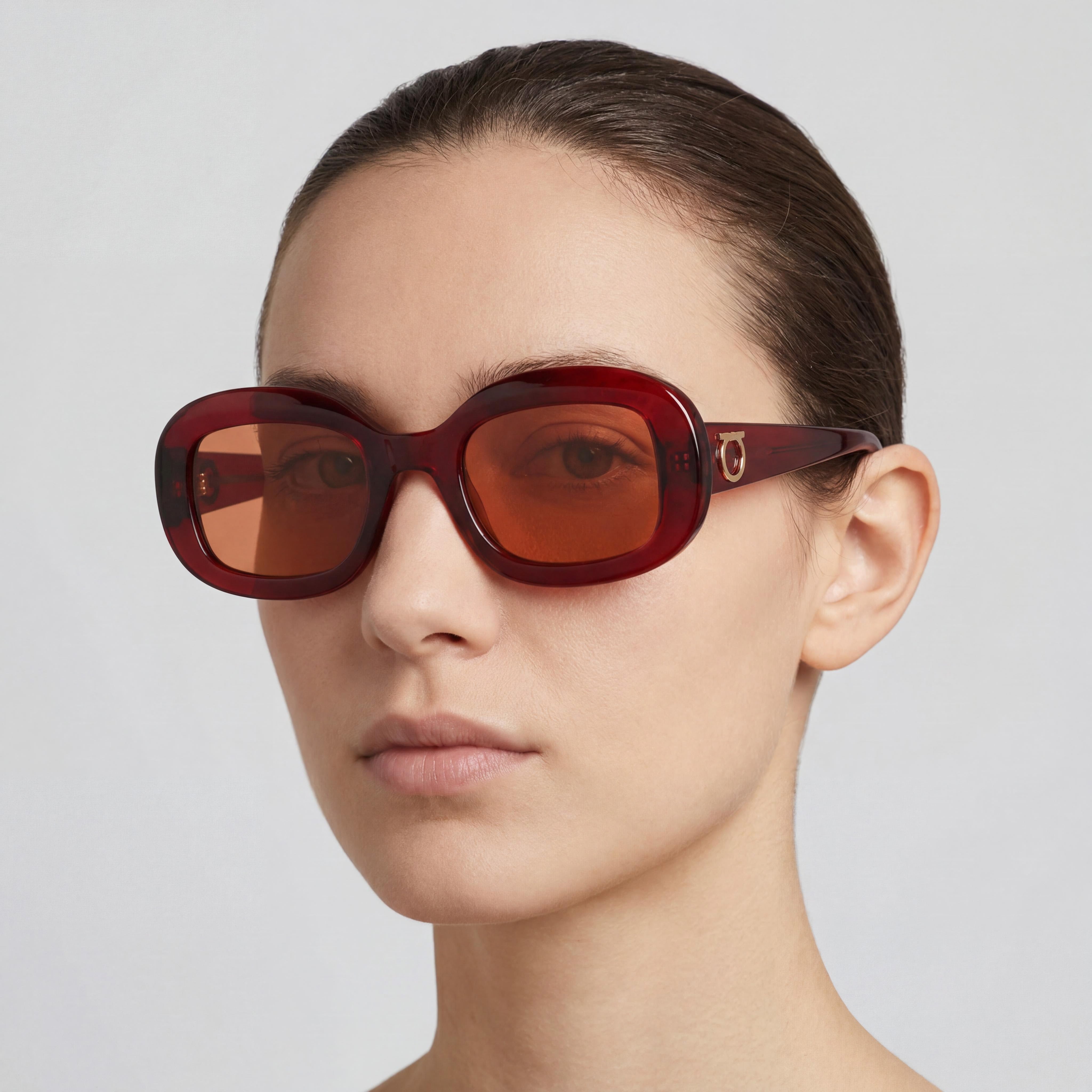 Ferragamo Sf2038se Unisex Eyeglasses, Transparent Rust Acetate Frame, Polycarbonate Lenses, 51mm, Photo 4
