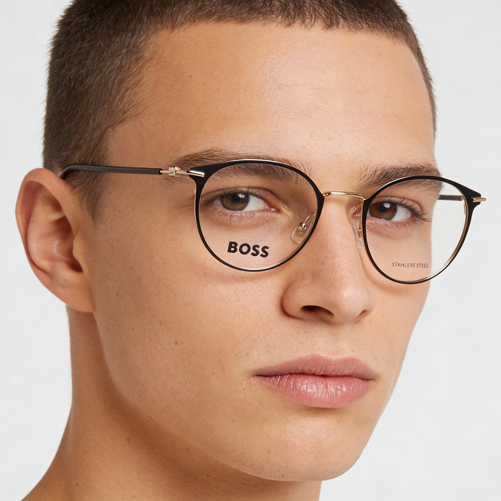 Hugo Boss Modern Unisex Black Gold Alloy Steel Non-polarised 50mm Sunglasses