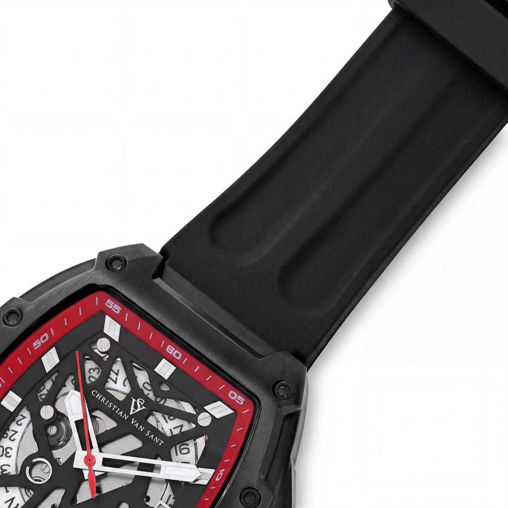 Christian Van Sant CV6197 Men's Automatic Watch Stainless Steel Rubber Strap Black Dial Water Resistant 5 ATM