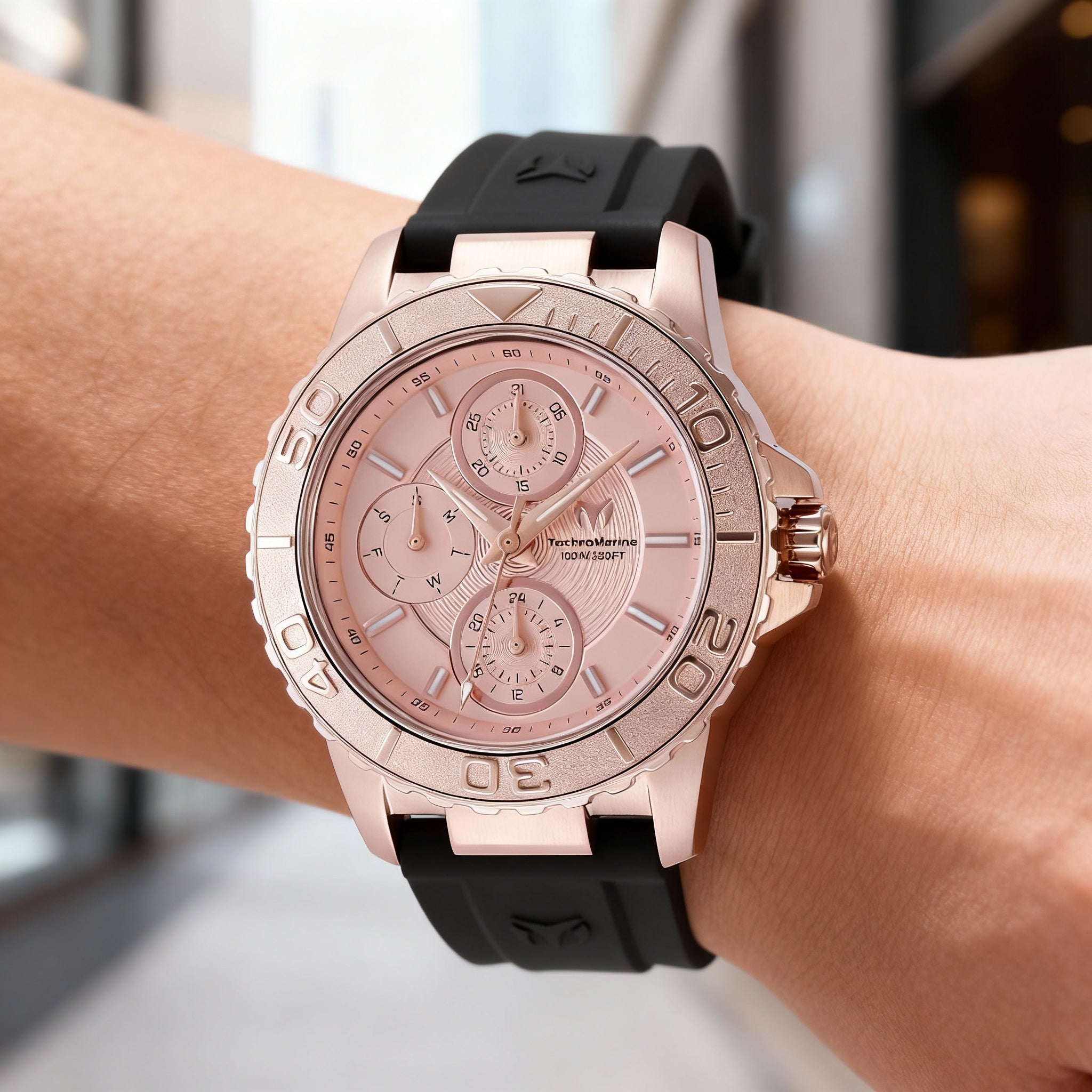 TechnoMarine Sea TM-725015 Women's 36mm Chronograph Watch with Rose-gold Stainless Steel Case & Silicone Strap, Photo 3