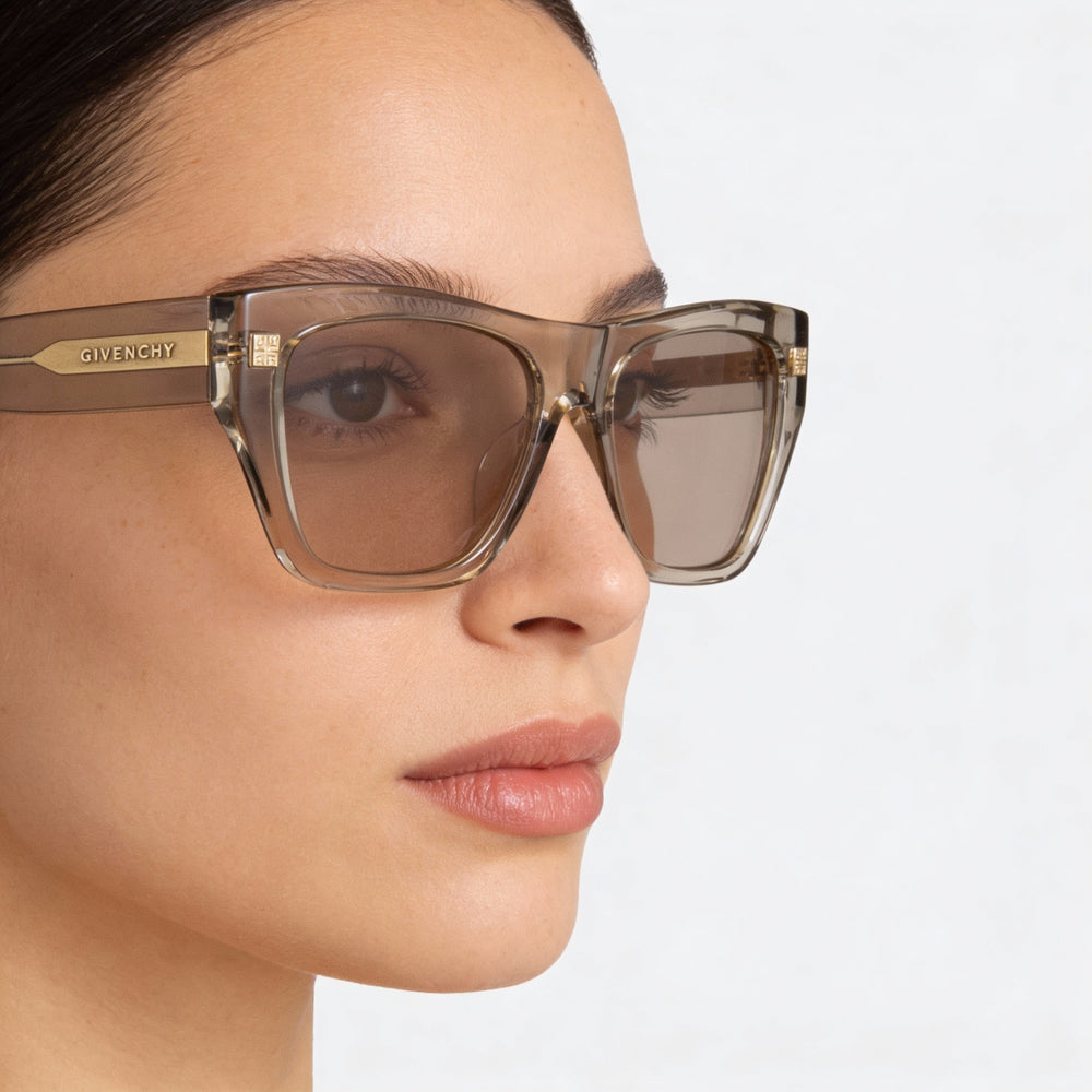 Gafas de sol Givenchy Casual de acetato para mujer, marrón claro brillante, ancho de lente 55, puente 16, patilla 140