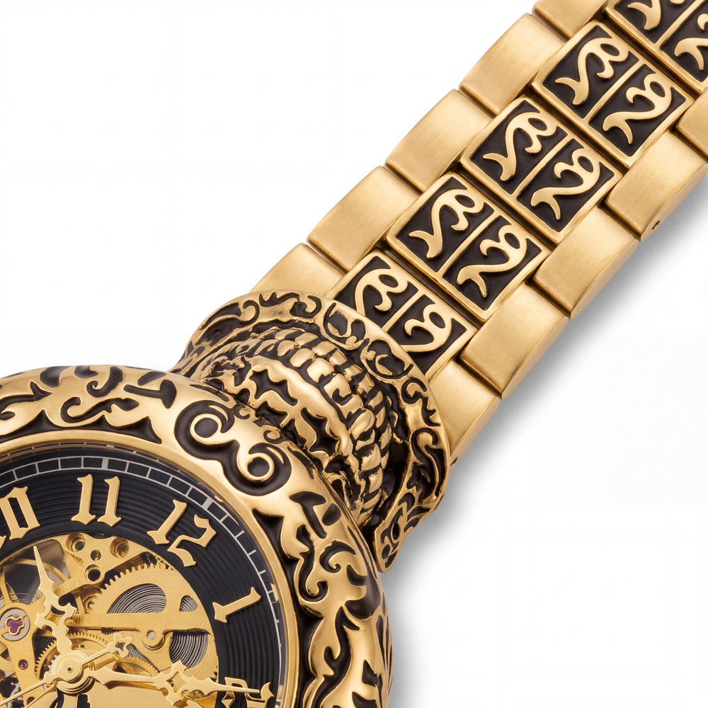 Invicta Artist Skull 35109 Unisex Gold Tone Stainless Steel Automatic Watch with Flame Fusion Crystal & 100M Water Resistance, 50.5mm