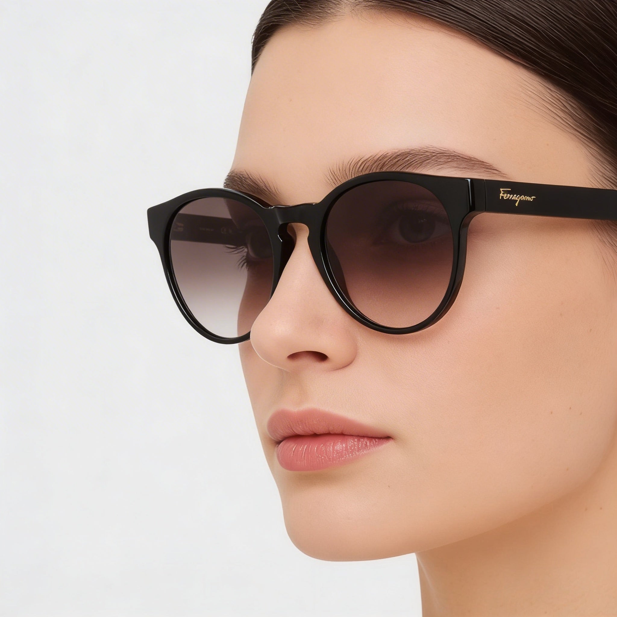 Gafas de sol no polarizadas para mujer Ferragamo Classic de acetato y cristal, gradiente nude y azul, 52 mm, Photo 3
