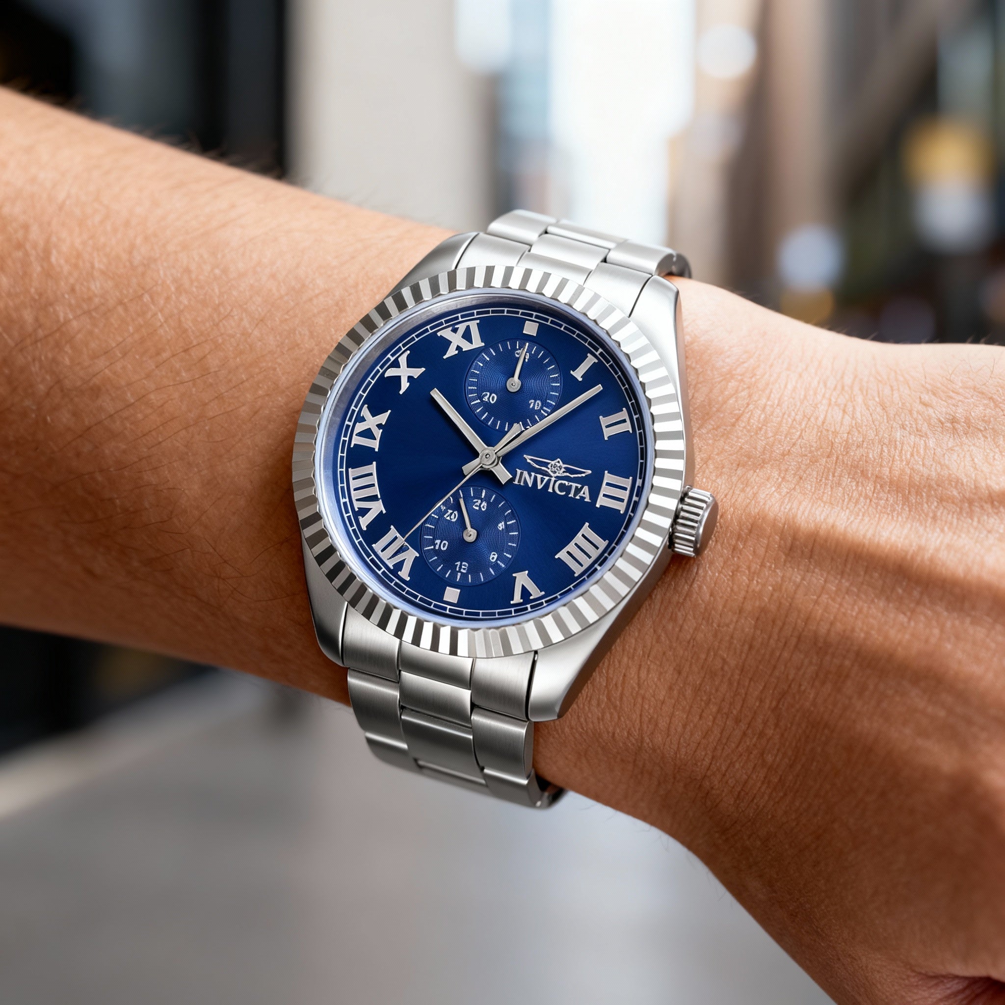 Invicta Specialty 47437 Unisex Silver Stainless Steel Bracelet Watch Blue Dial Quartz 36mm, Photo 3