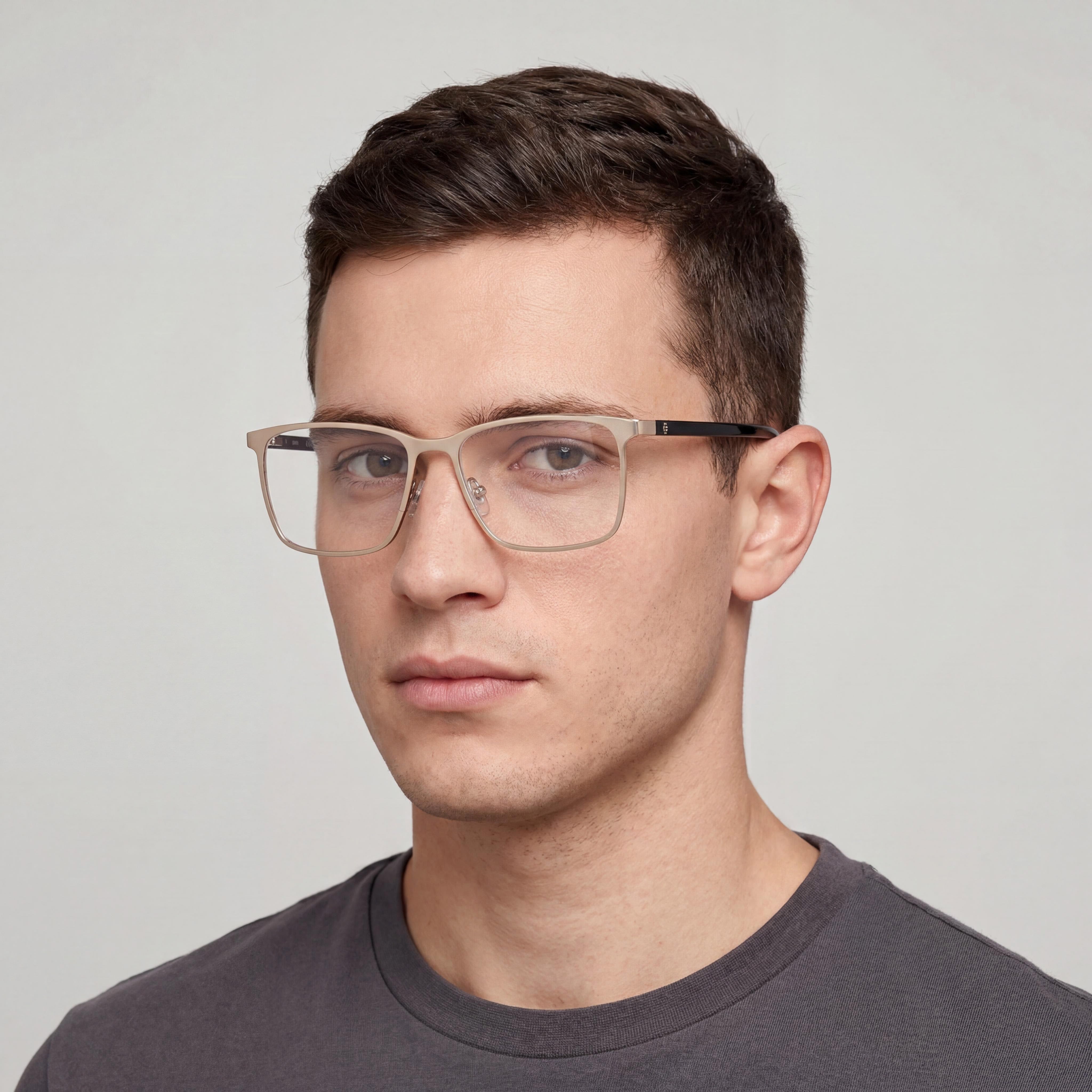GUESS Gu50193 Men's Shiny Pale Gold Black Metal Non- Eyeglasses 56mm, Photo 4