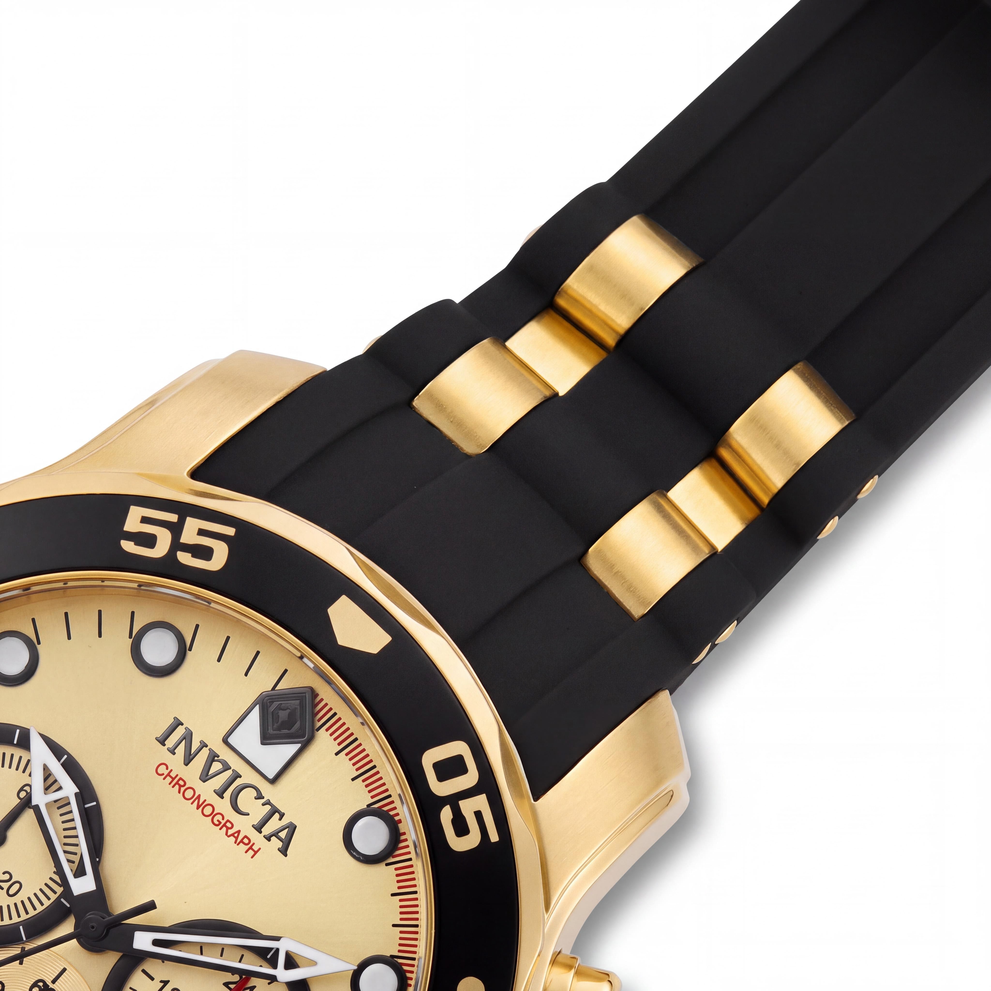 Invicta Men's Diver Chronograph Quartz Watch, Black & Gold with Gold Dial, 100m Water Resistant, 49mm Case, Photo 3