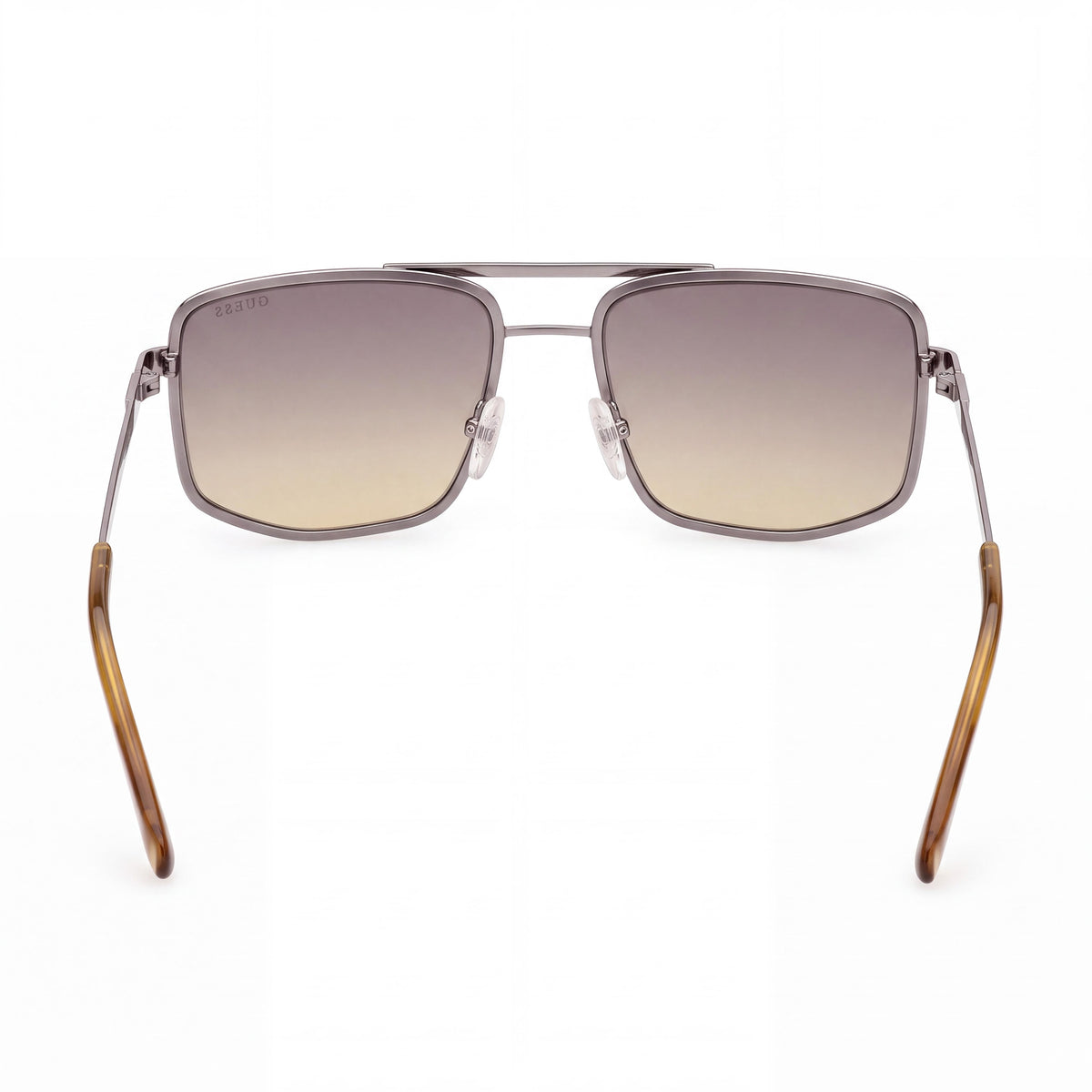 GUESS Gu00208 Montura metálica unisex en metal pulido satinado con lentes degradadas ahumadas, protección UV, 57 mm, Photo 3