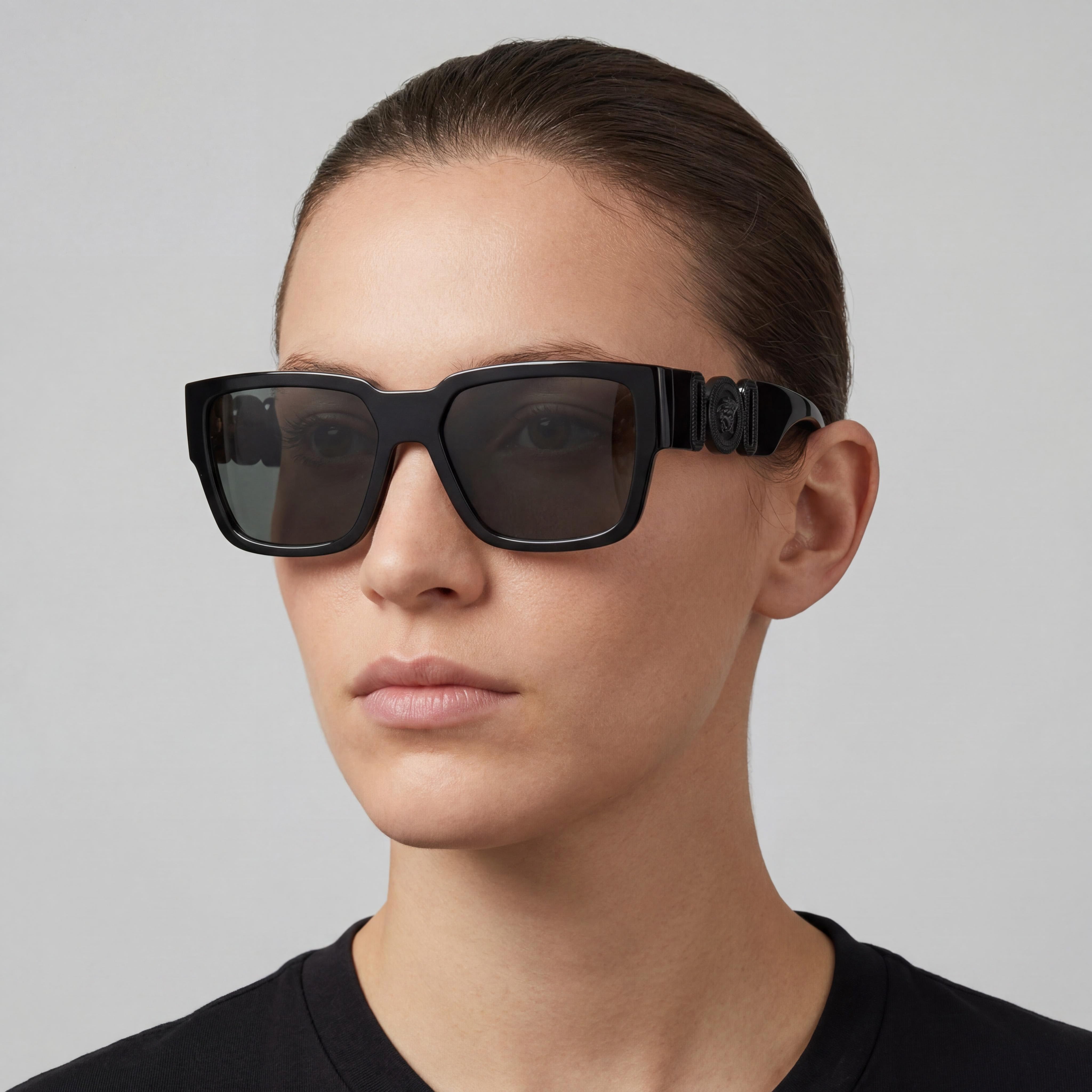 Versace Ve 4483d Unisex Rectangle Full Rim UV Protection Sunglasses Black Dark Grey 57-16-140, Photo 4
