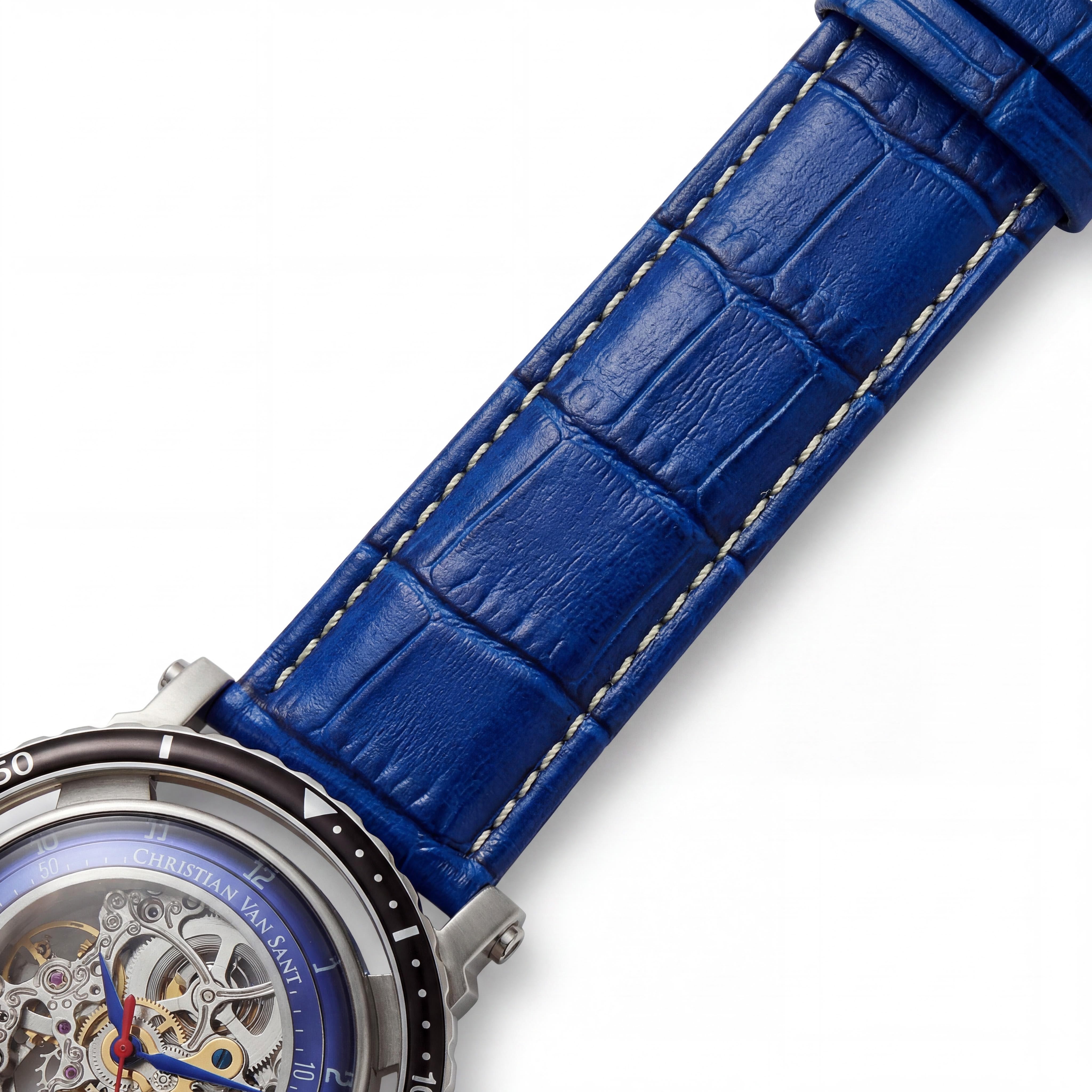 Reloj de hombre Christian Van Sant de acero inoxidable dorado con esfera esqueleto automática y cristal burbuja, Photo 3