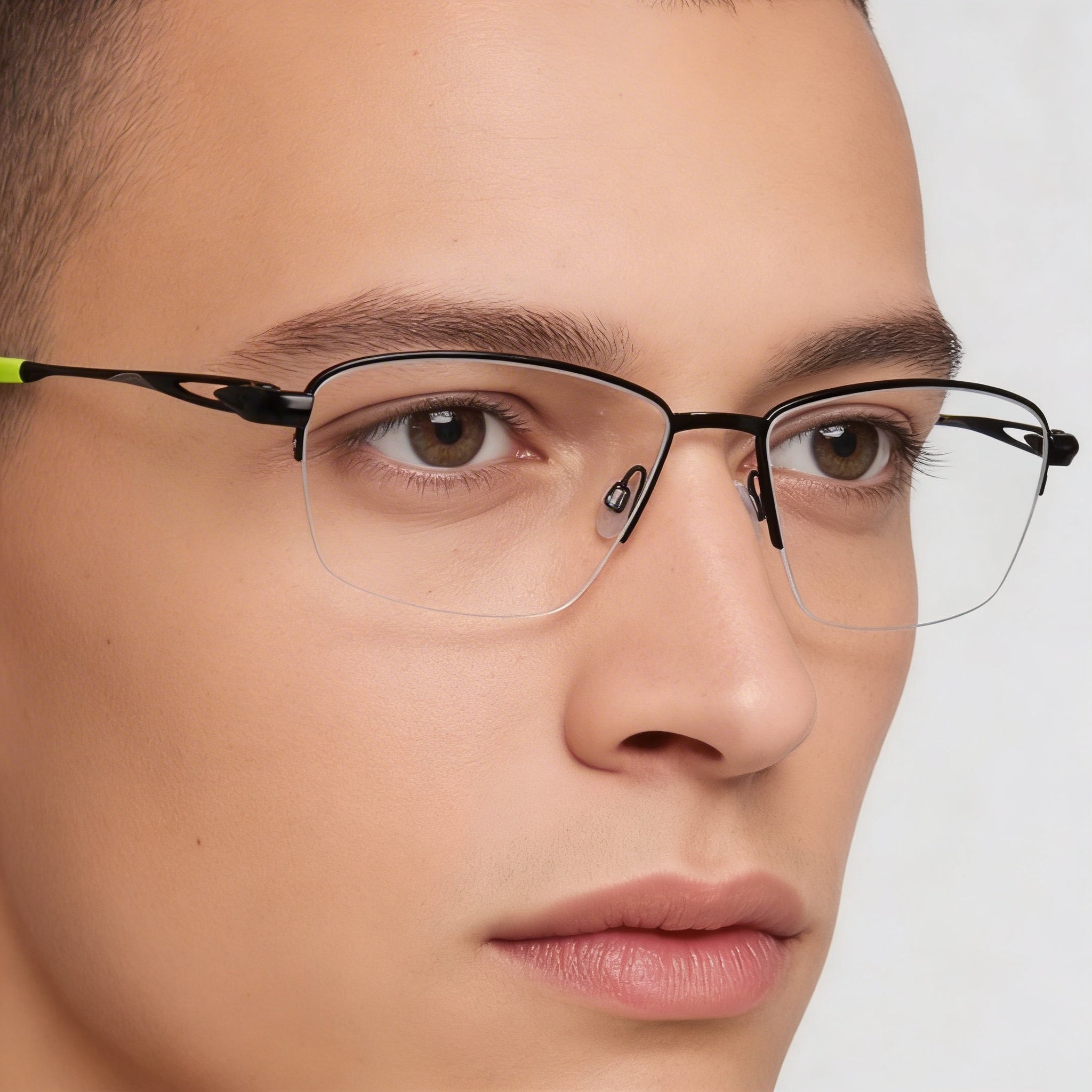 Nike 6045 Men's Rectangular Semi-Rimless Titanium Eyeglasses Satin Black 54mm, Photo 5