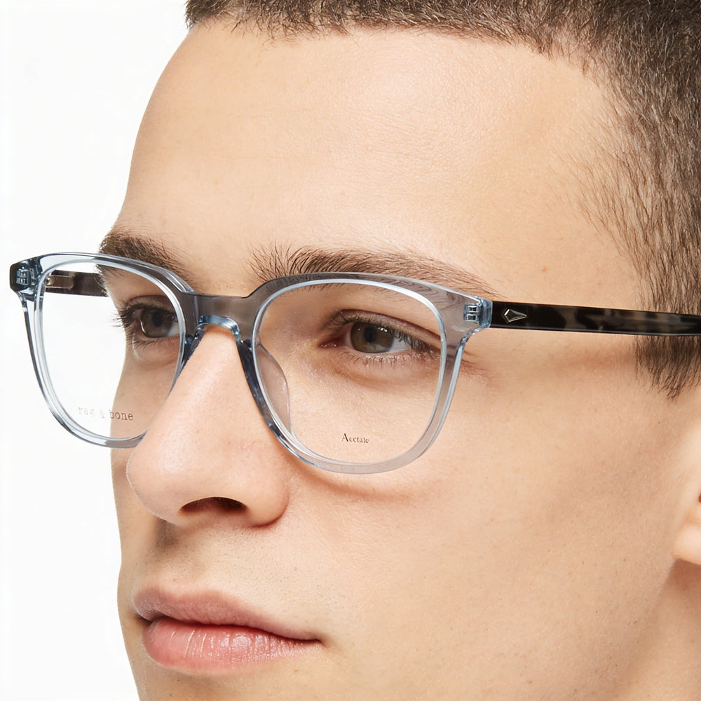 Gafas de sol casuales para hombre rag & bone Rnb7052 con montura de acetato beige y lentes de policarbonato, ancho de lente de 51 mm