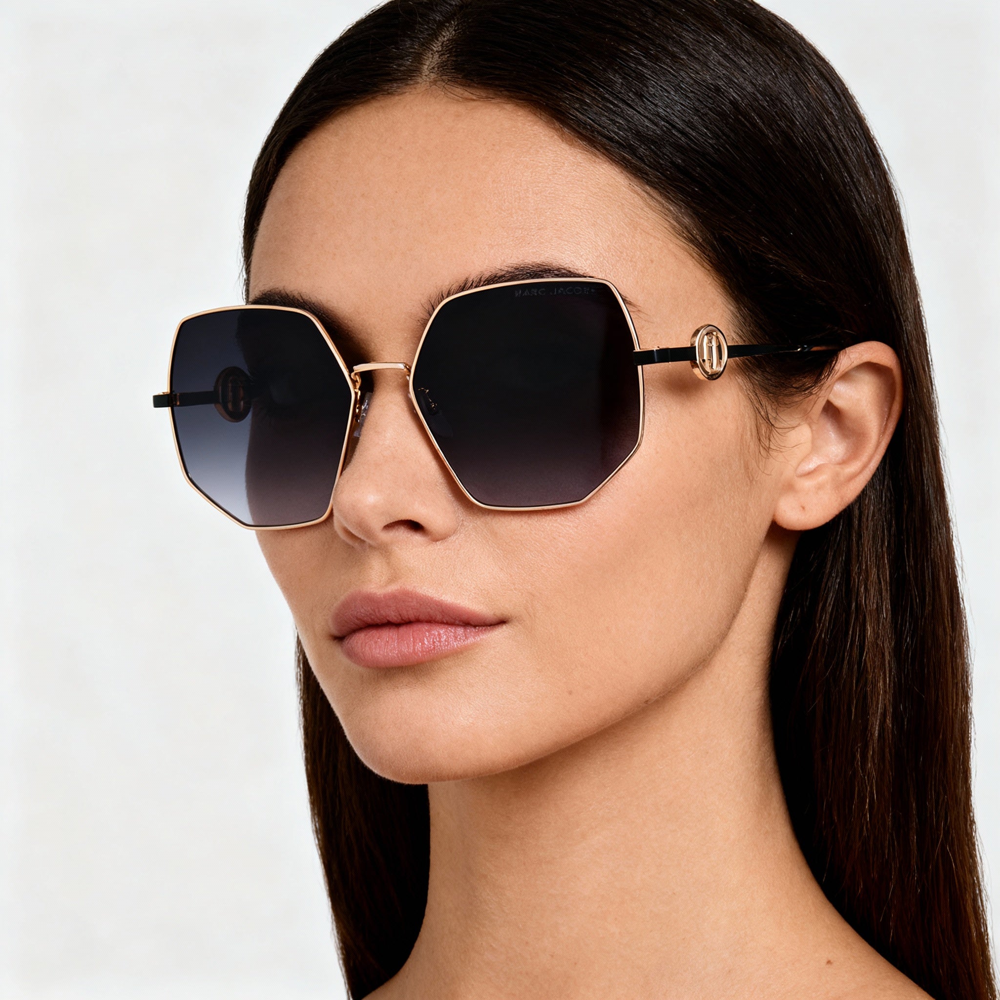 Marc Jacobs MARC 730/S Women's Casual Metal Gold Black Dark Grey Shaded Non-Polarized Sunglasses 59mm, Photo 4