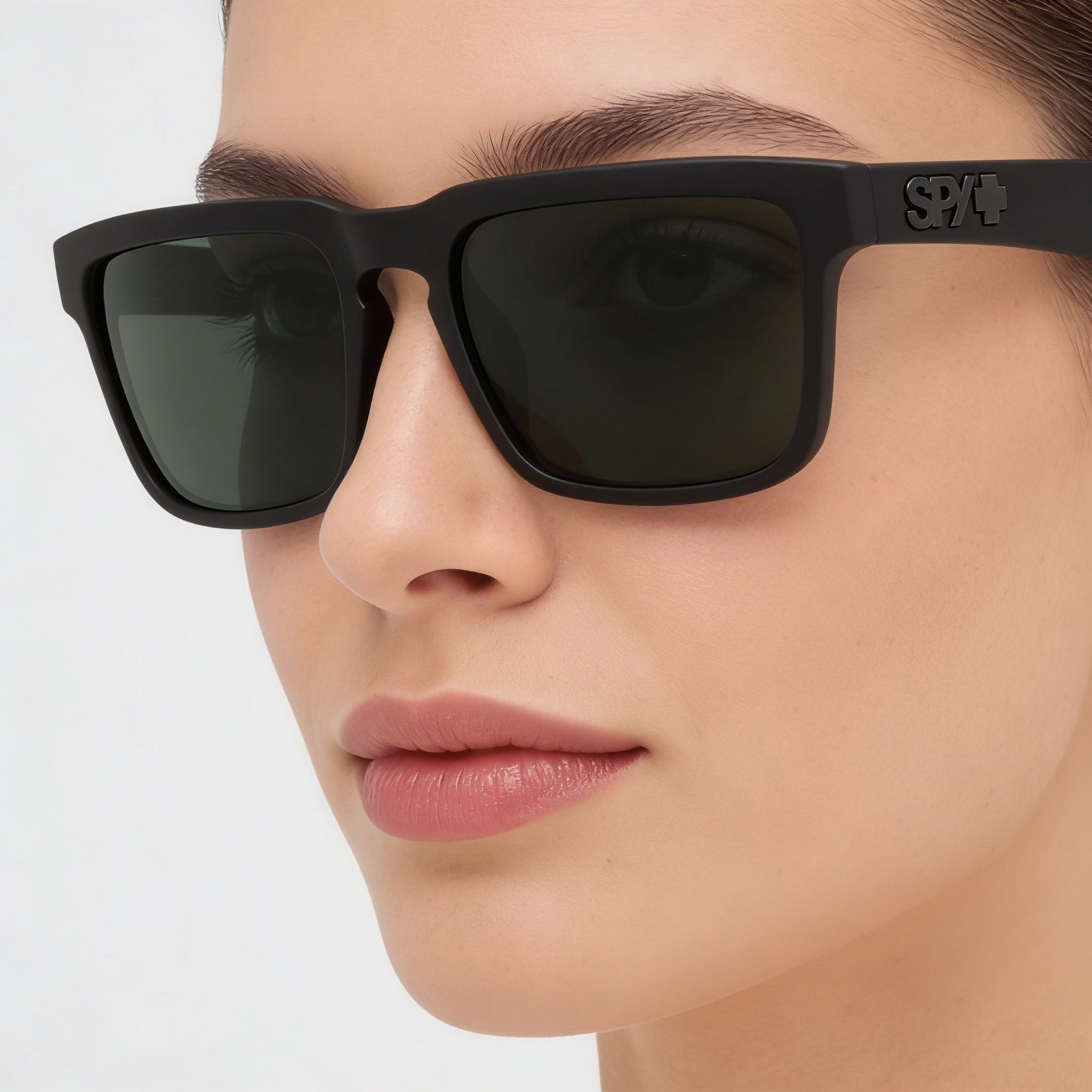 Spy Casual Women's Lightweight Plastic Sunglasses, Soft Matte Black Frame, Happy Gray Green Polarized Lenses 57mm, Photo 5