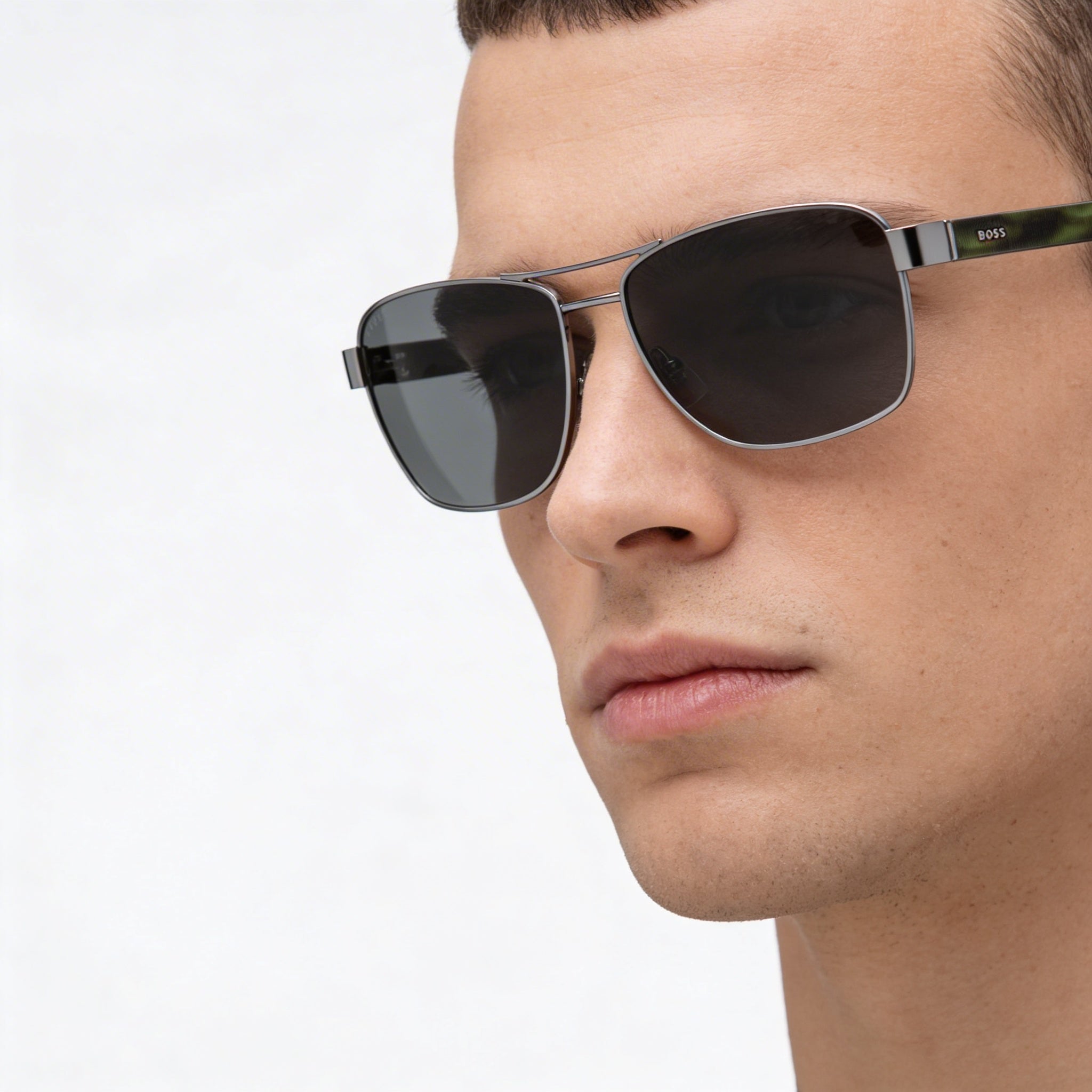 Gafas de sol de hombre Hugo Boss BOSS 1240/S clásicas con montura de aleación de rutenio oscuro y protección UV de 60 mm, Photo 4