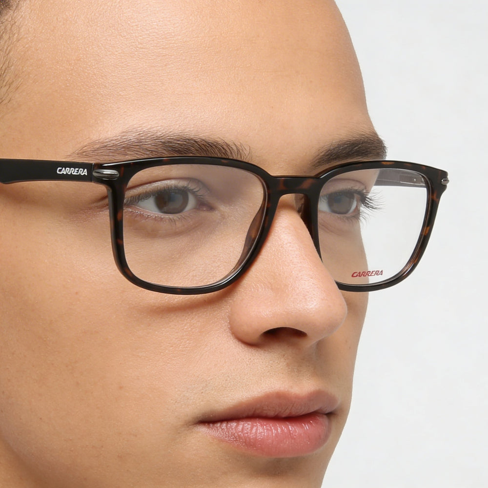 Gafas Carrera modernas unisex con montura de plástico, lentes de policarbonato no polarizadas, Habana, ancho de lente de 53 mm