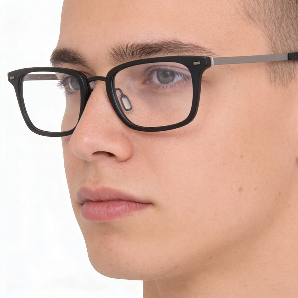 Gafas unisex Flexon B2021 con montura completa, rectangular, de metal y color negro, de policarbonato, no polarizadas, 54-20-145 mm
