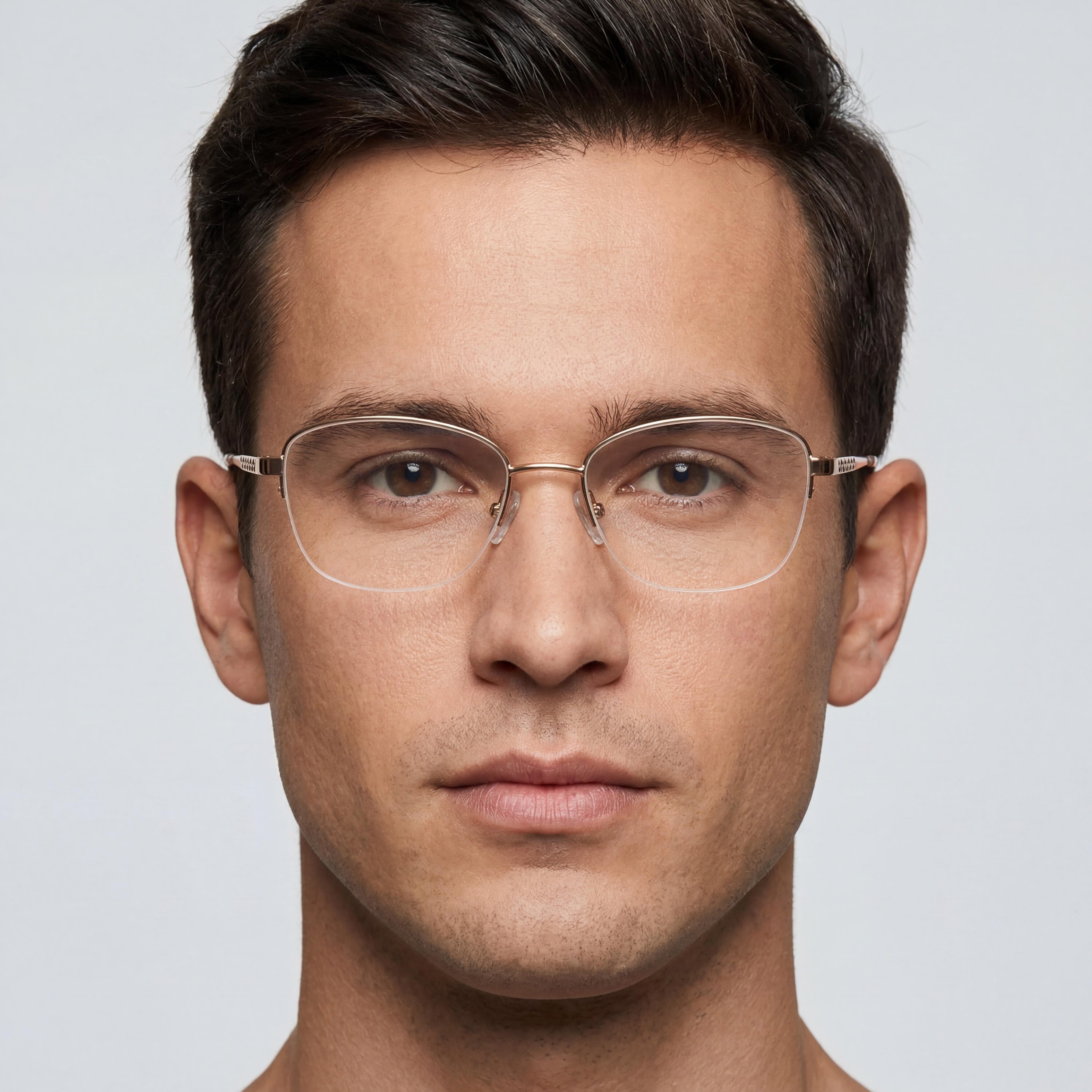 Adensco Ad 252 Men's Gold Metal Frame Eyeglasses with Clear Polycarbonate Lenses (51-17-135 mm), Photo 4