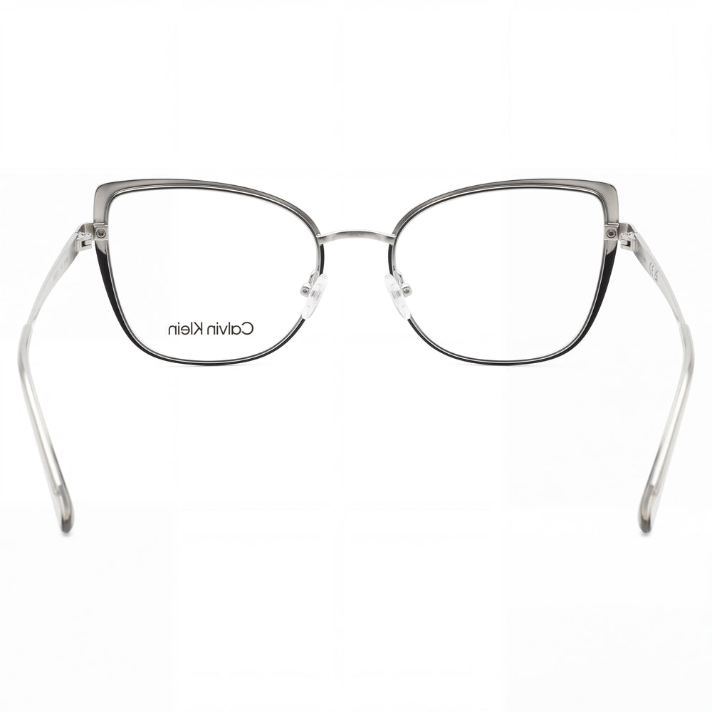 Calvin Klein Ck22101 Unisex Eyeglasses featuring a Black Silver Metal Cat Eye Frame with 54mm Lens Width