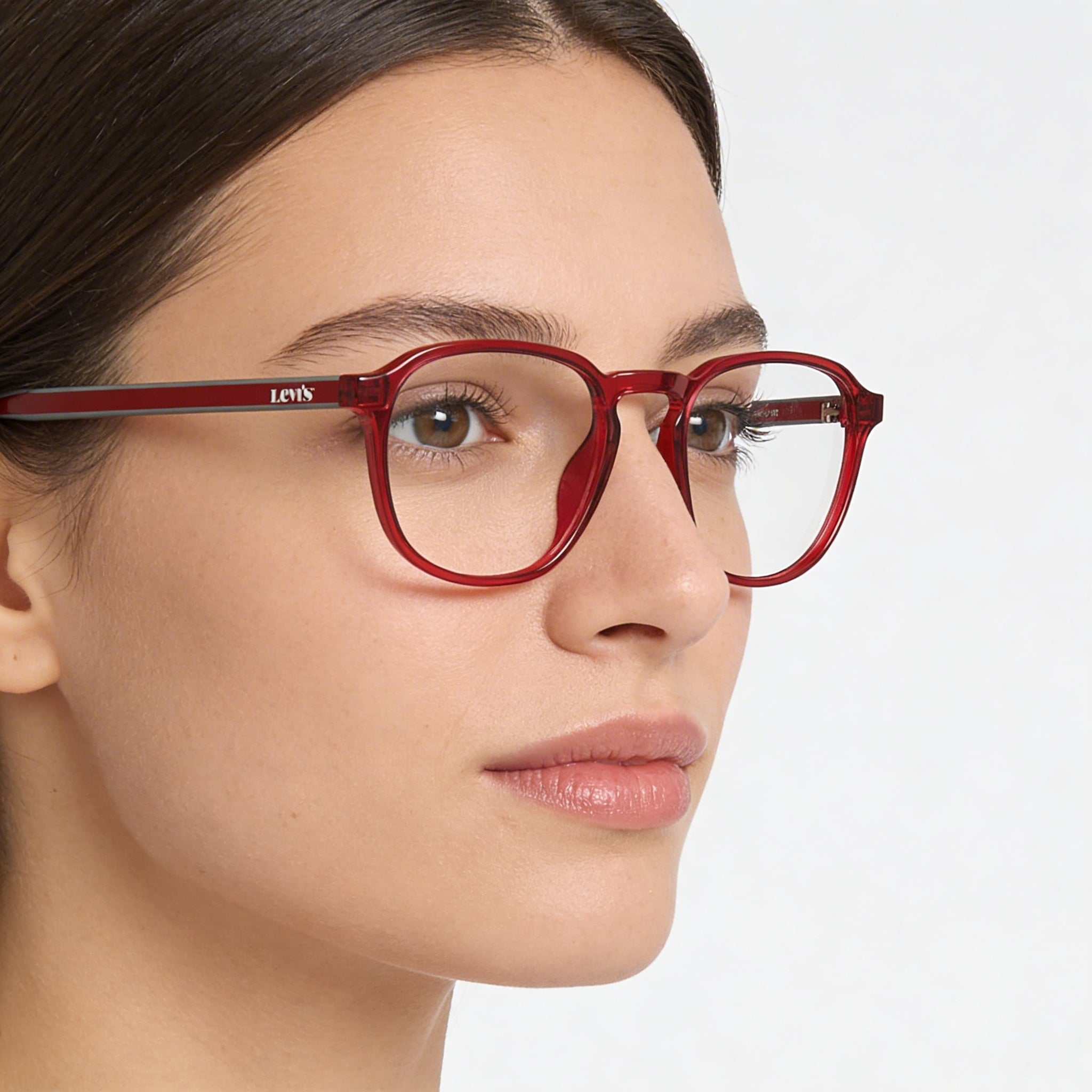 Levi's Lv 1024 Women's Red Plastic Prescription Ready Eyeglass Frames, 50mm Lens, 20mm Bridge, 145mm Temple, Photo 4