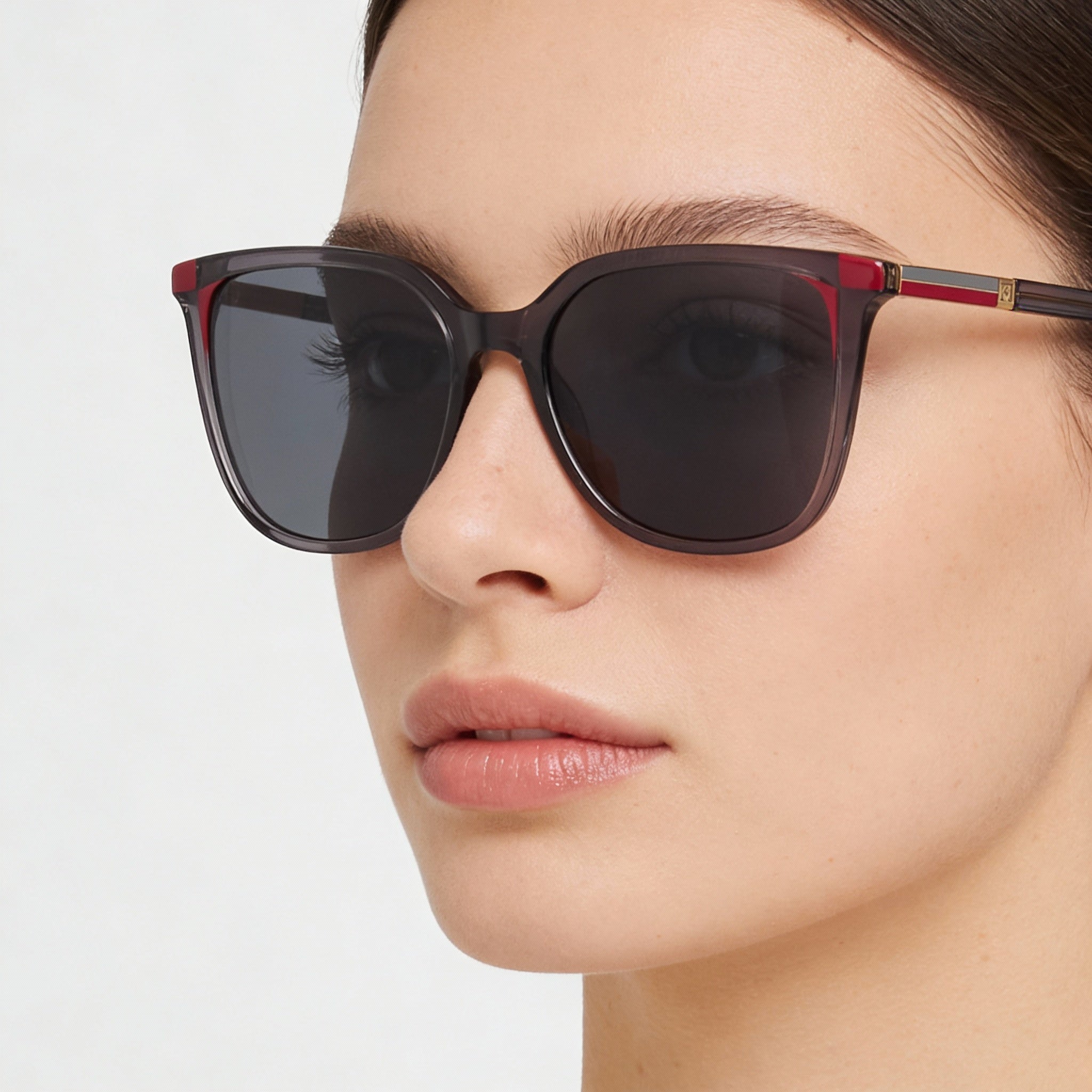 Gafas de sol Carolina Herrera para mujer, estilo casual, cuadradas, suaves, de acetato gris y rosa con protección UV, ancho de lente de 54 mm, Photo 5