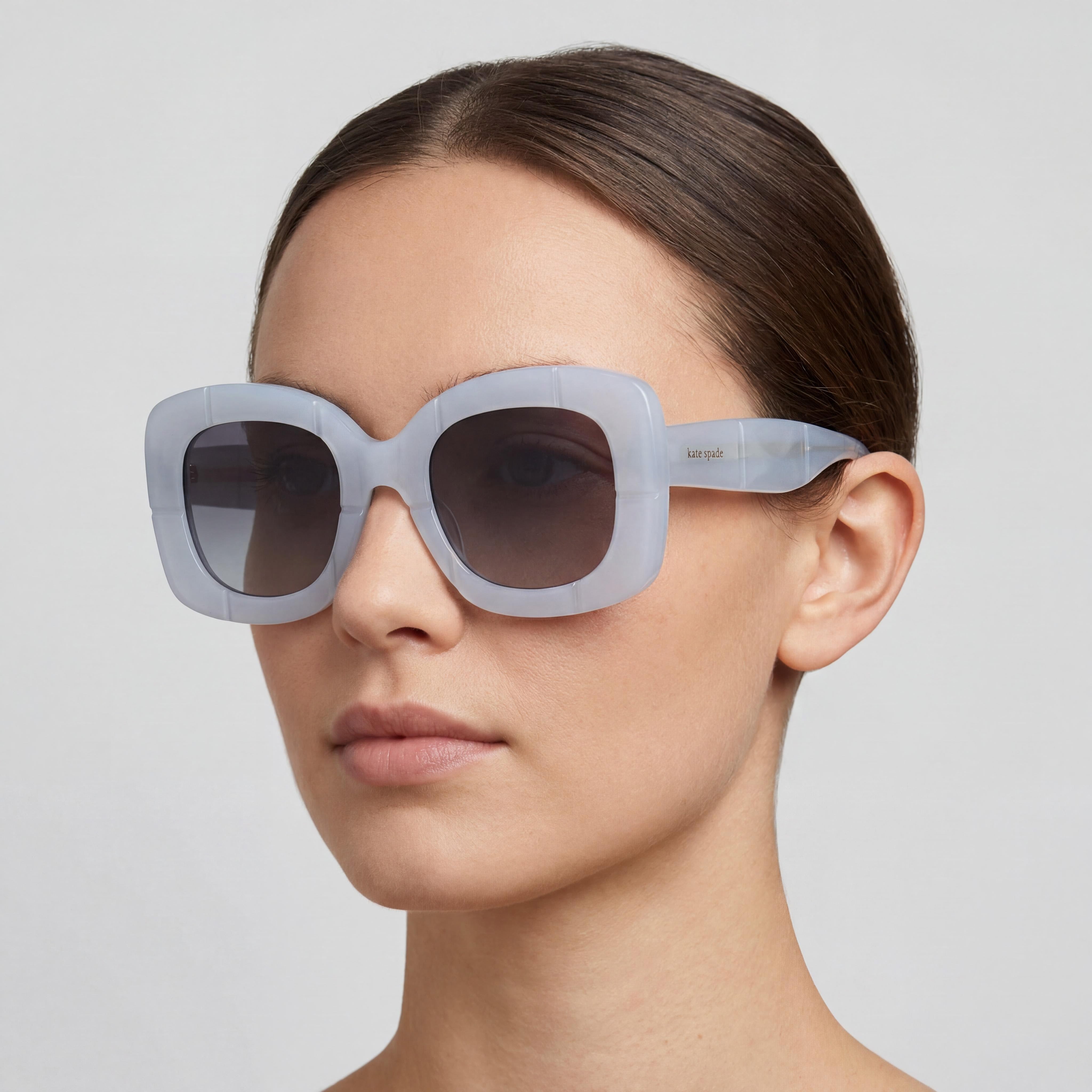 kate spade new york Casual Unisex Acetate Blue Frame Dark Grey Shaded Non-Polarized 50mm Sunglasses, Photo 5