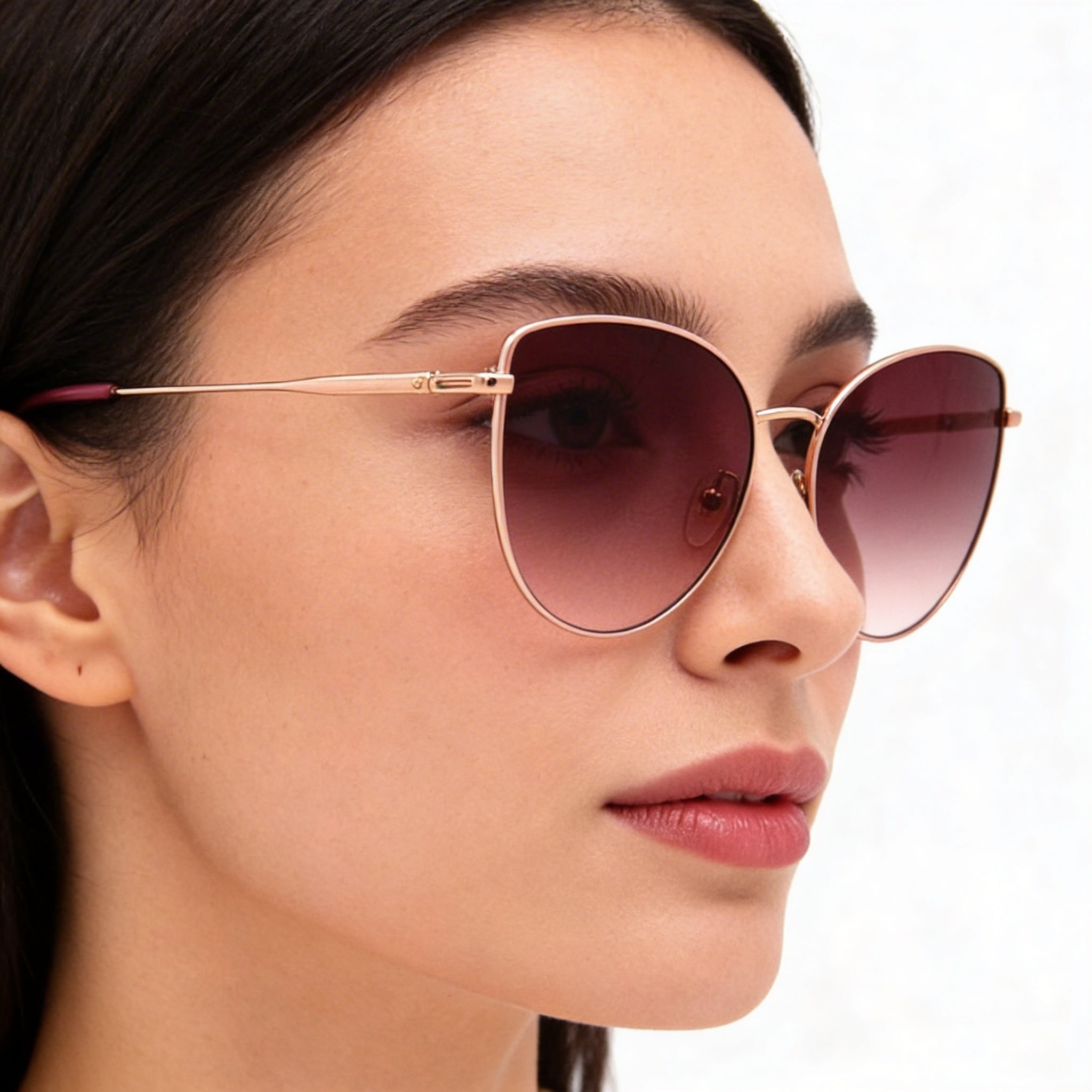 Gafas de sol Longchamp LO158S para mujer, estilo ojo de gato, metal, oro rosa, protección UV, 60 mm, Photo 5