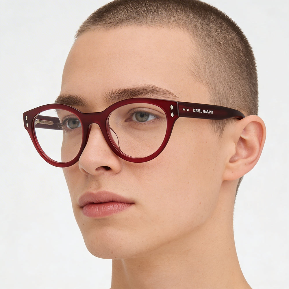 Gafas de sol Isabel Marant modernas unisex de acetato burdeos, lentes de policarbonato no polarizadas de 50 mm