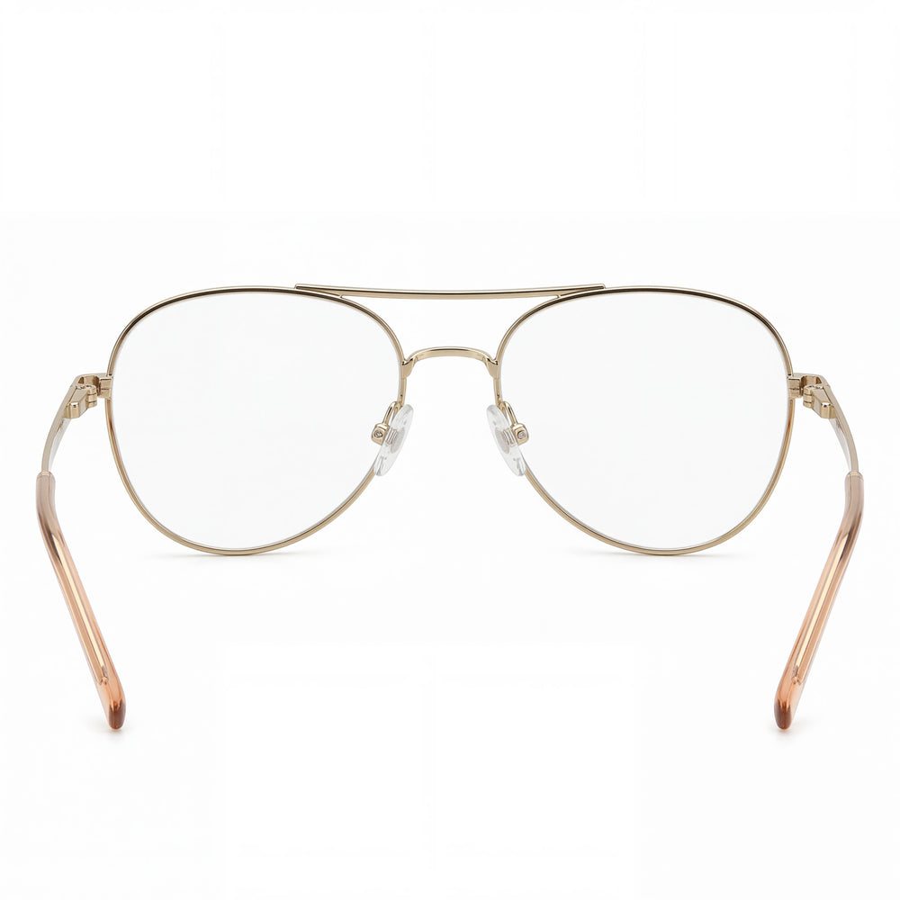 Missoni Color Line Colección de Gafas para Mujer, Gafas Ópticas Aviador de Acero Inoxidable Oro Durazno 55-16-140