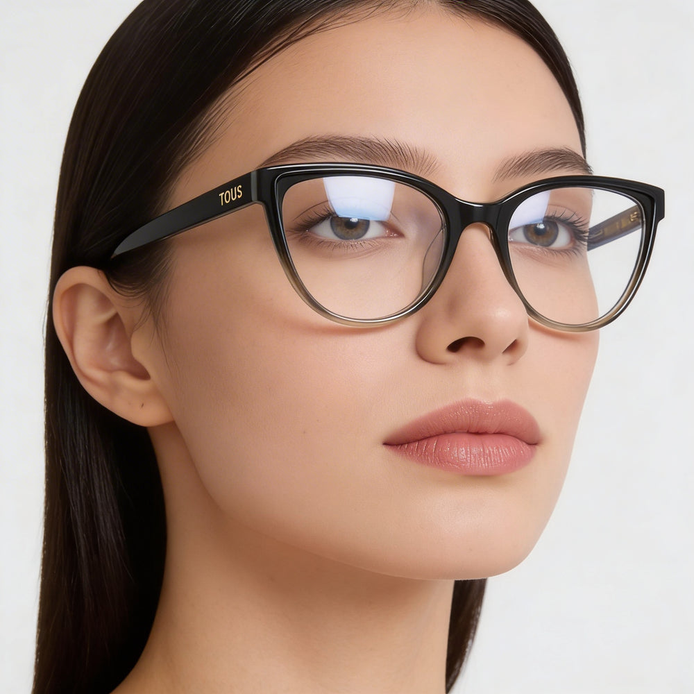 TOUS Casual Women's Shiny Dark Havana Acetate Optical Frames with Non Lenses 53-140-18