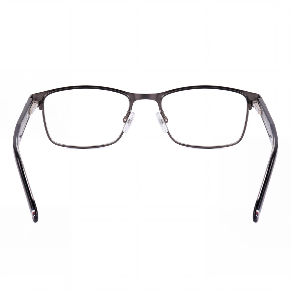 Tommy Hilfiger TH 1944 Unisex Rectangle Full Rim Alloy Steel Two-Tone Dark Ruthenium Silver Matte Black Clear Non- Eyeglasses 53mm