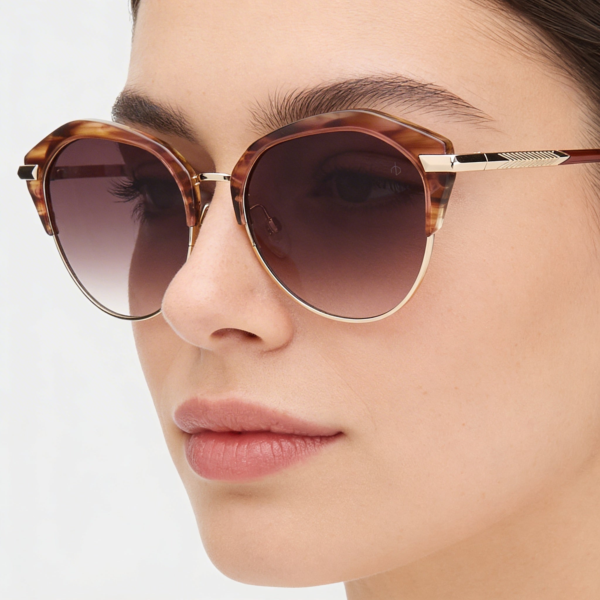 Gafas de sol de acero inoxidable para mujer Modern Heritage de rag & bone, color burdeos, rosa cuerno, 55 mm, con protección UV, Photo 5