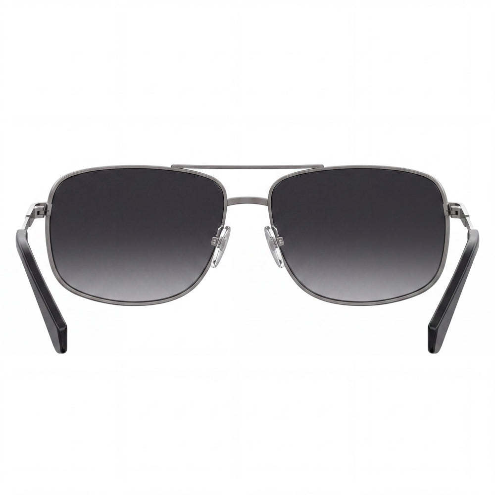 Gafas de sol rectangulares polarizadas Polaroid para hombre de acero inoxidable, montura rutenio semi mate, lente gris 63mm